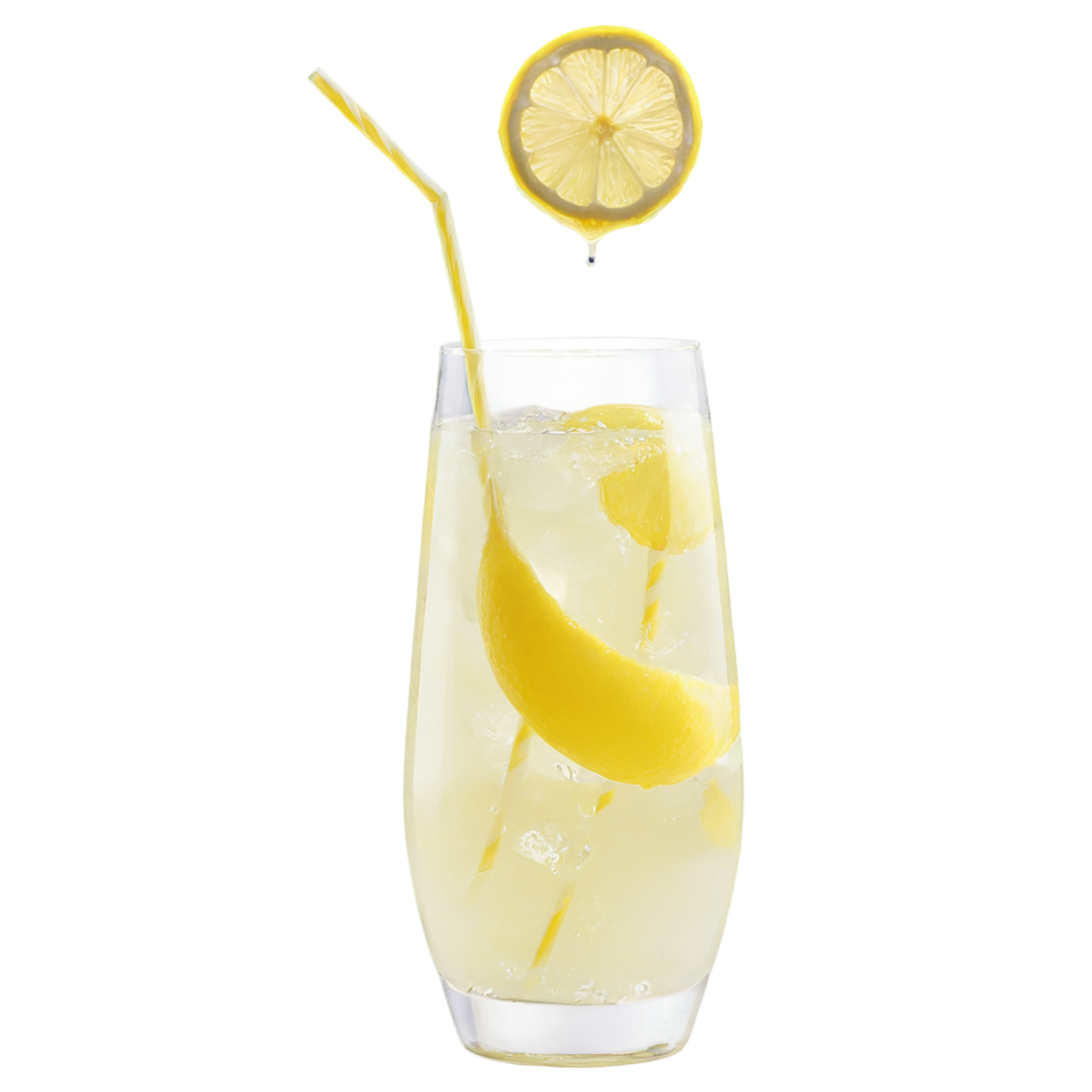 Glass of Lemonade with ice cube beverage isolated on transparent background #2308