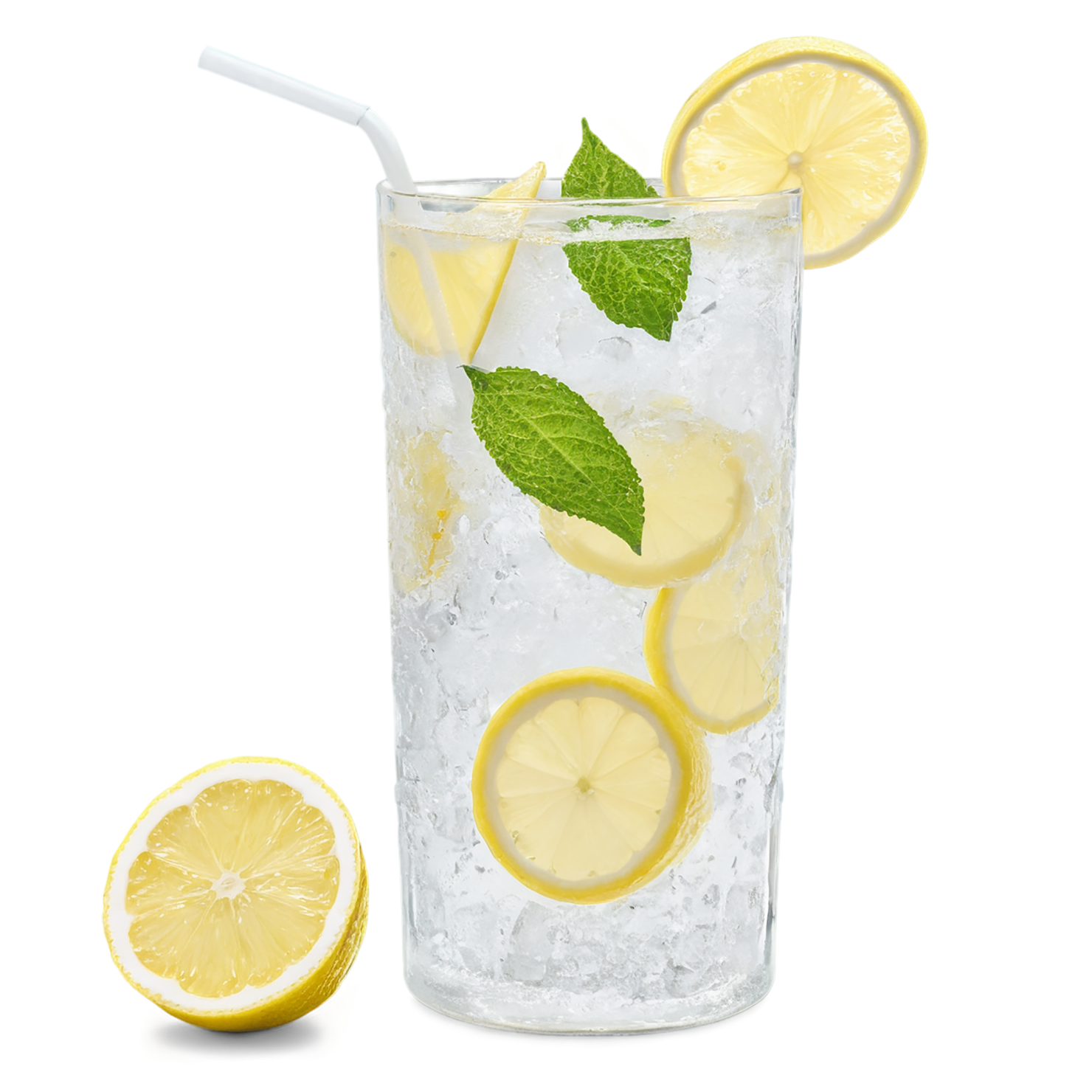 Glass of Lemonade with ice cube beverage isolated on transparent background #2320