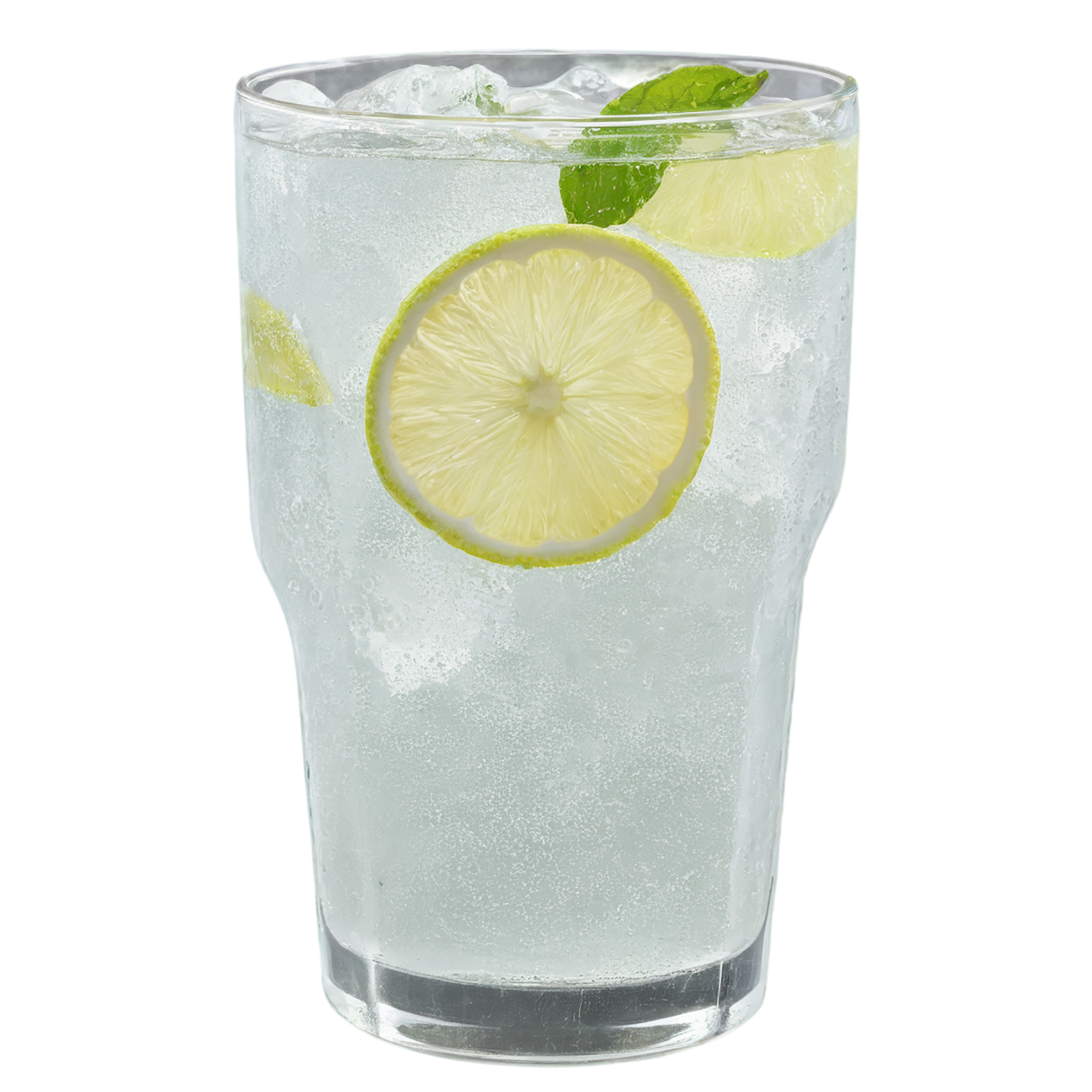 Glass of lemon-lime with ice cube beverage isolated on transparent background #2326