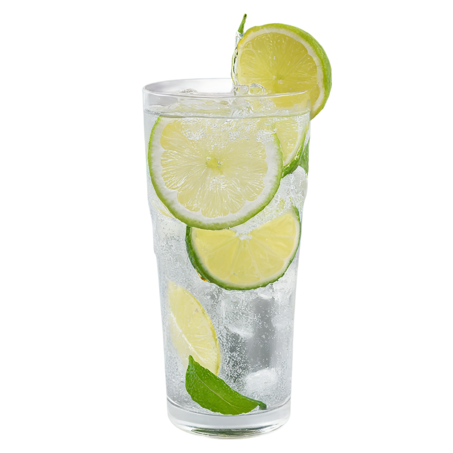 Glass of lemon-lime with ice cube beverage isolated on transparent background #2327