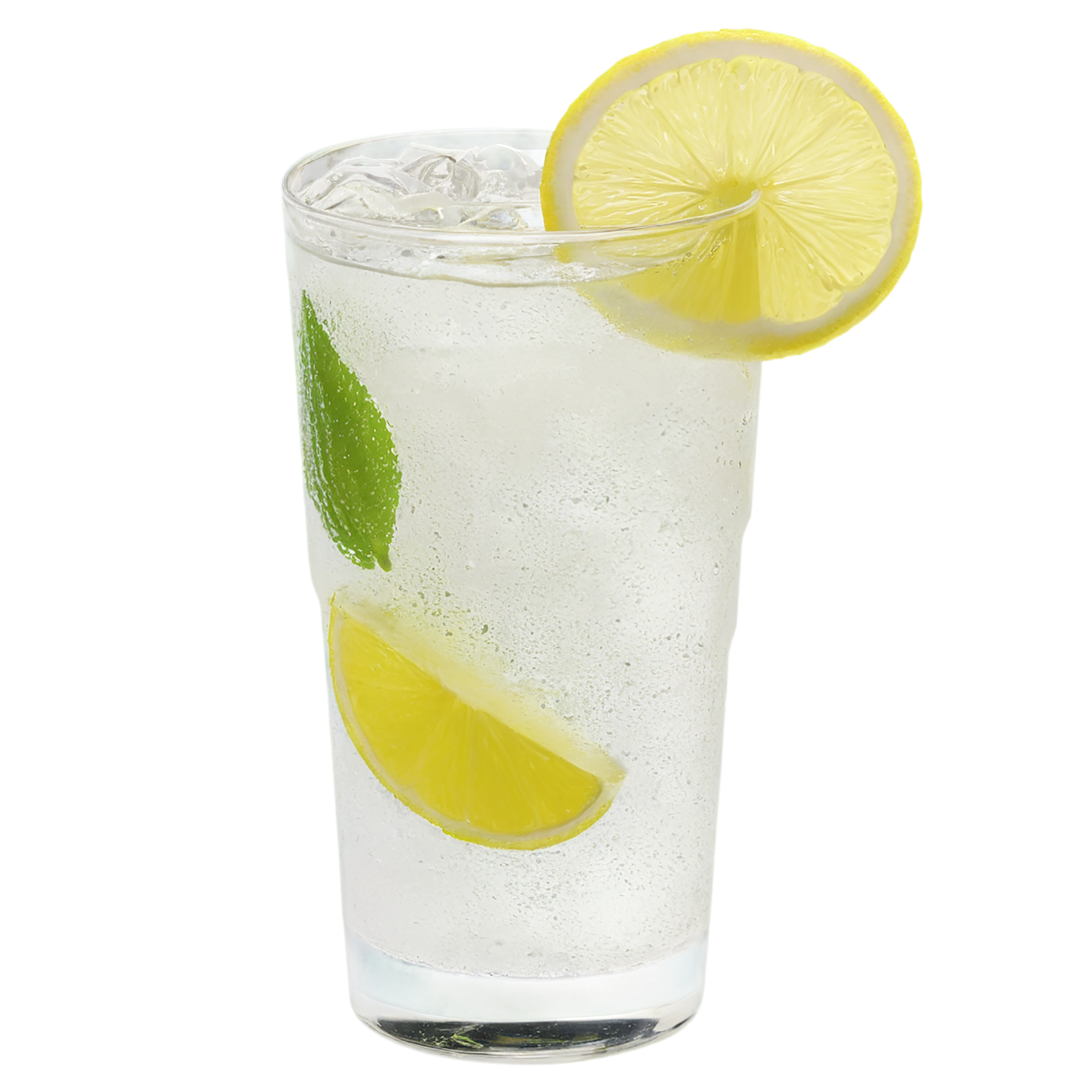 Glass of lemon-lime with ice cube beverage isolated on transparent background #2329