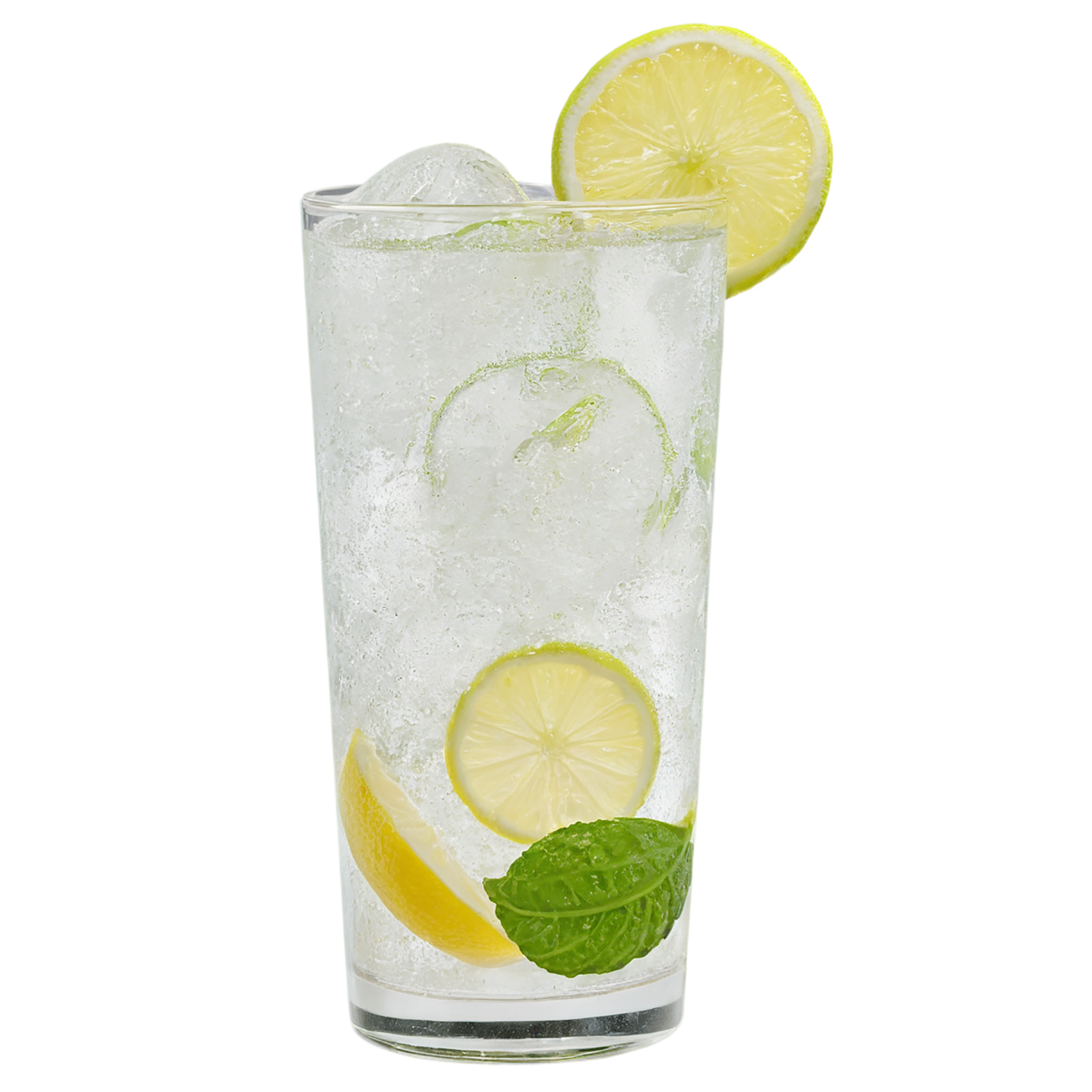 Glass of lemon-lime with ice cube beverage isolated on transparent background #2330