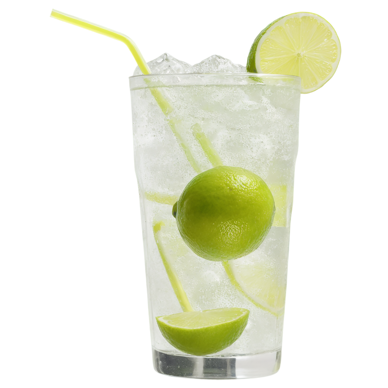 Glass of lemon-lime with ice cube beverage isolated on transparent background #2331