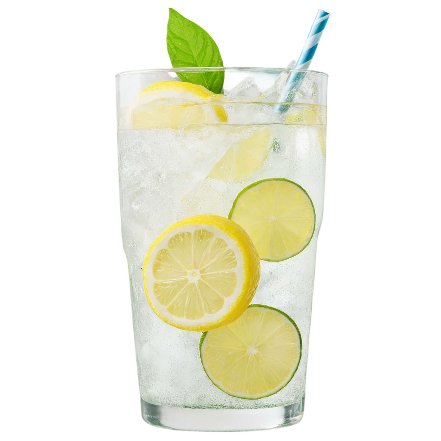 Glass of lemon-lime with ice cube beverage isolated on transparent background #2332