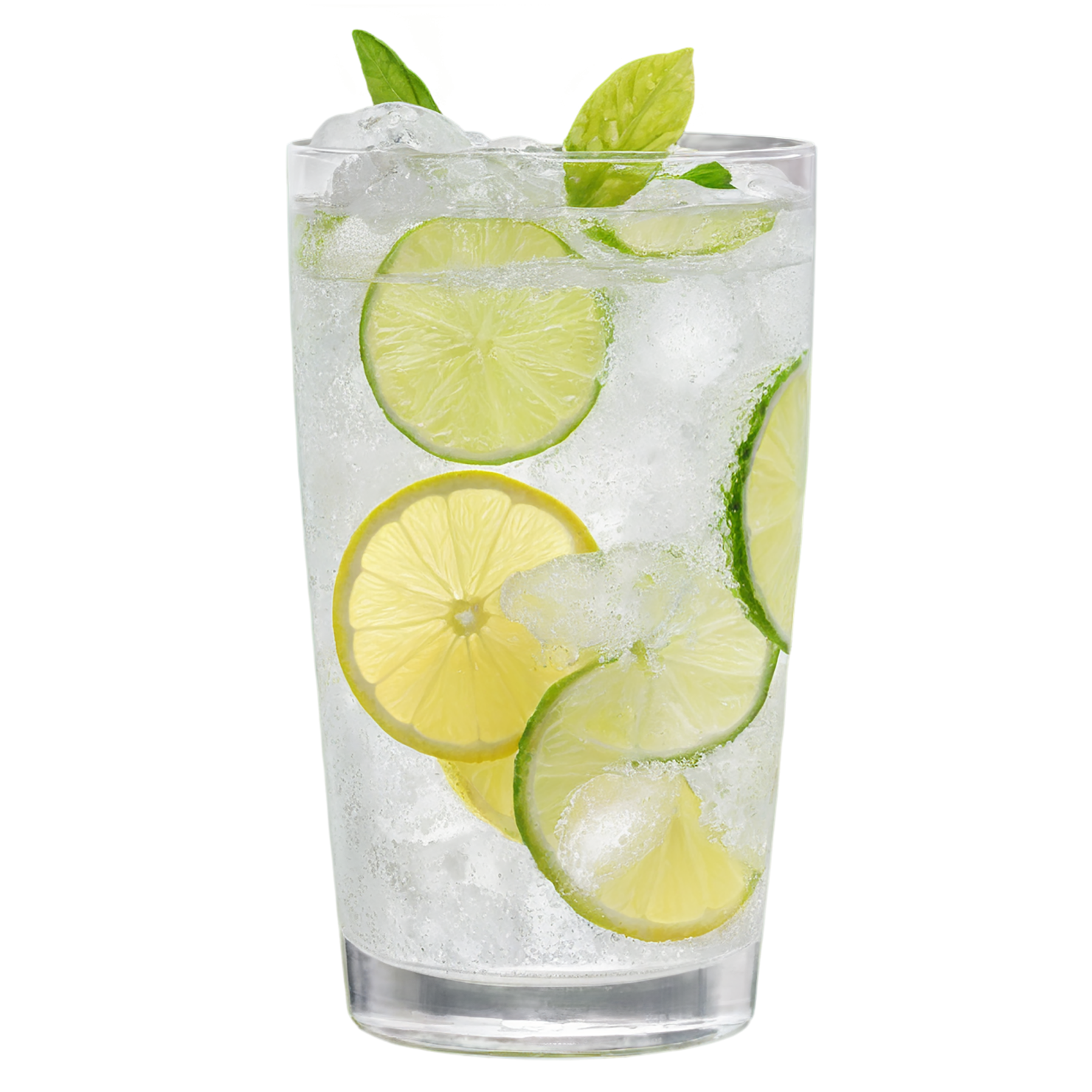 Glass of lemon-lime with ice cube beverage isolated on transparent background #2334