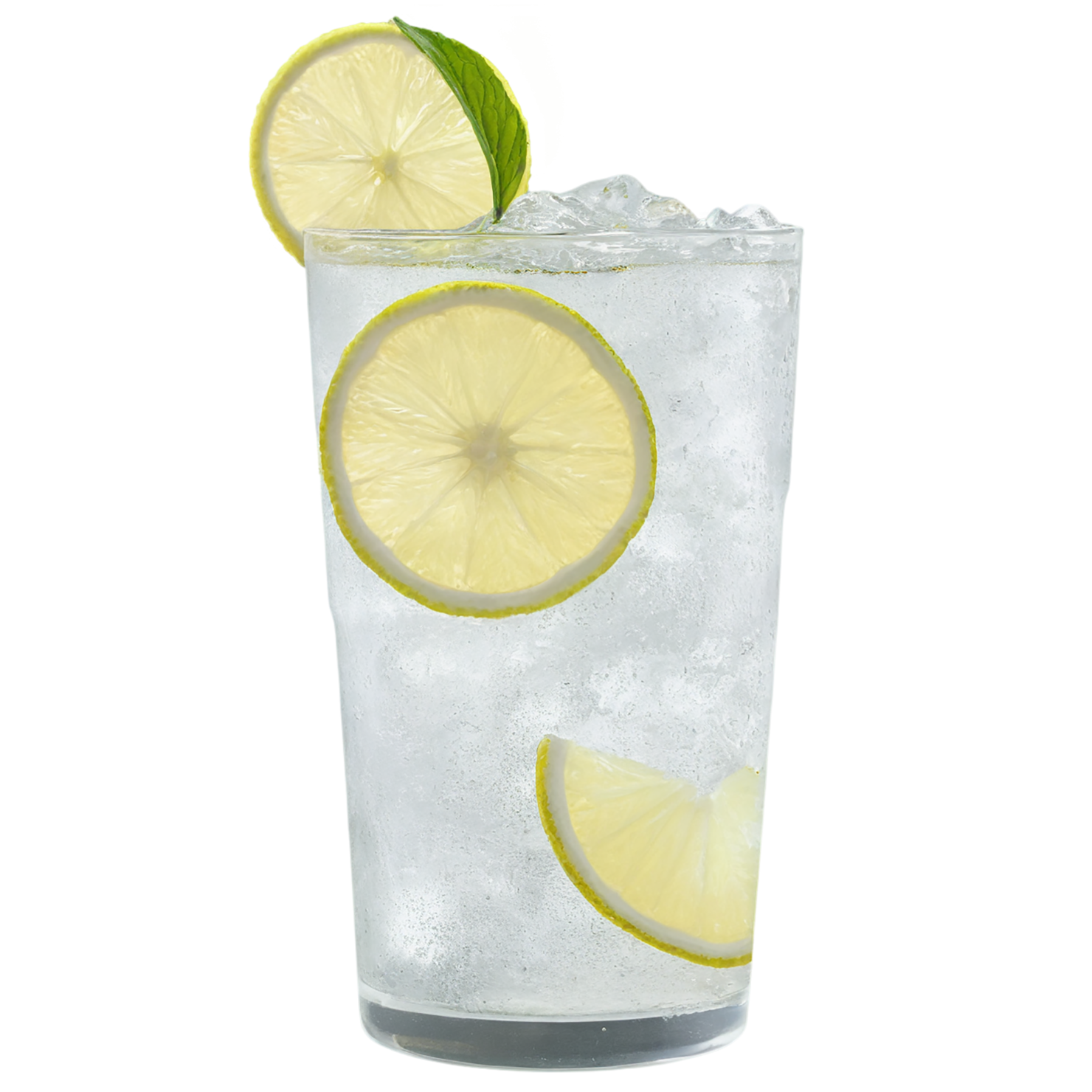 Glass of lemon-lime with ice cube beverage isolated on transparent background #2337