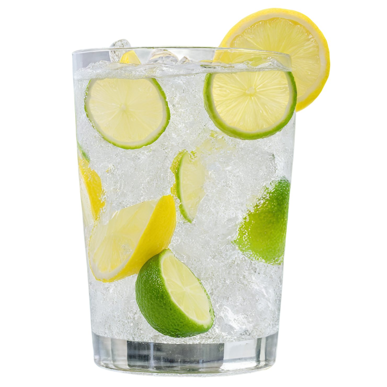 Glass of lemon-lime with ice cube beverage isolated on transparent background #2340
