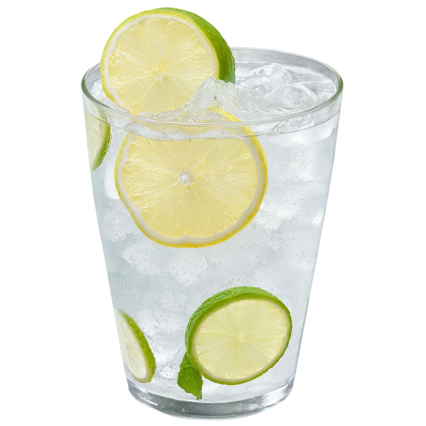Glass of lemon-lime with ice cube beverage isolated on transparent background #2342