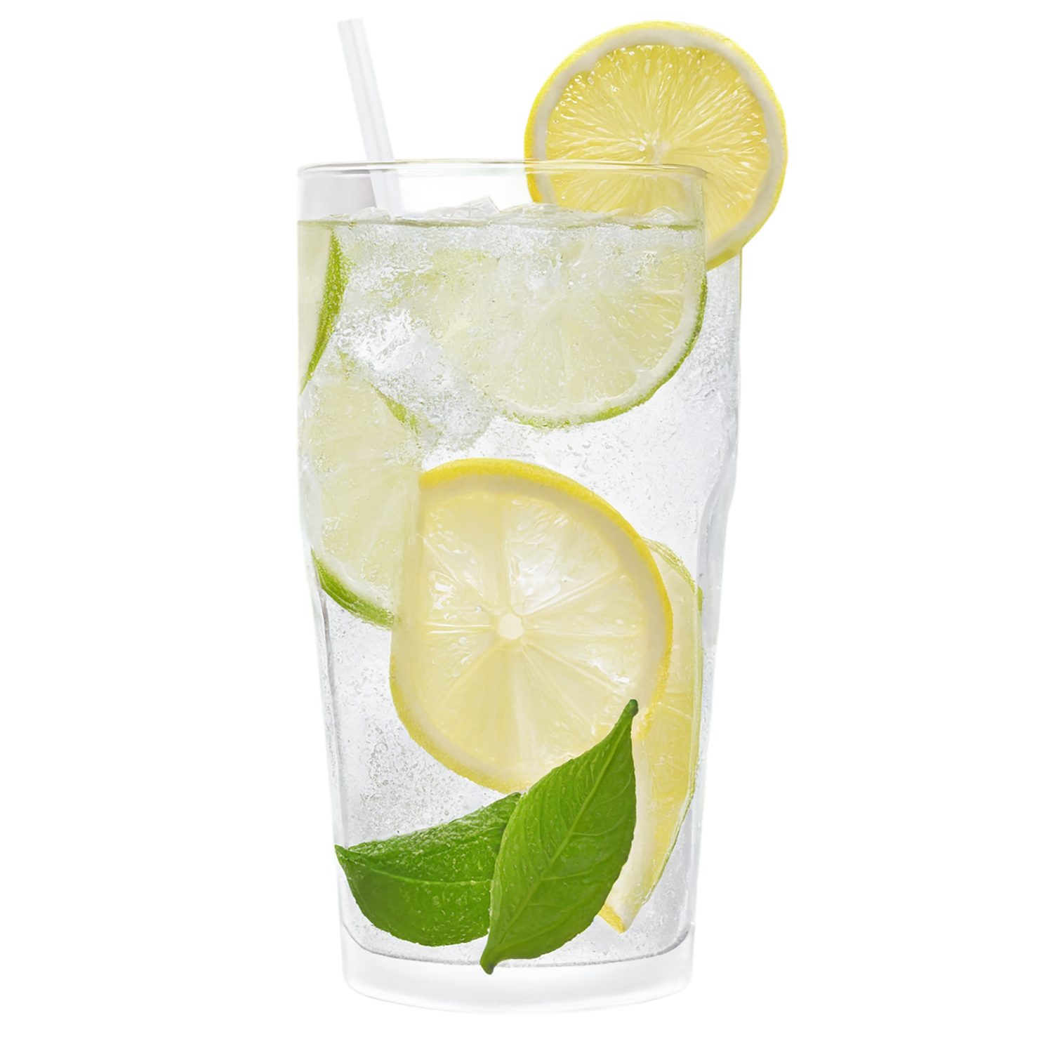 Glass of lemon-lime with ice cube beverage isolated on transparent background #2345