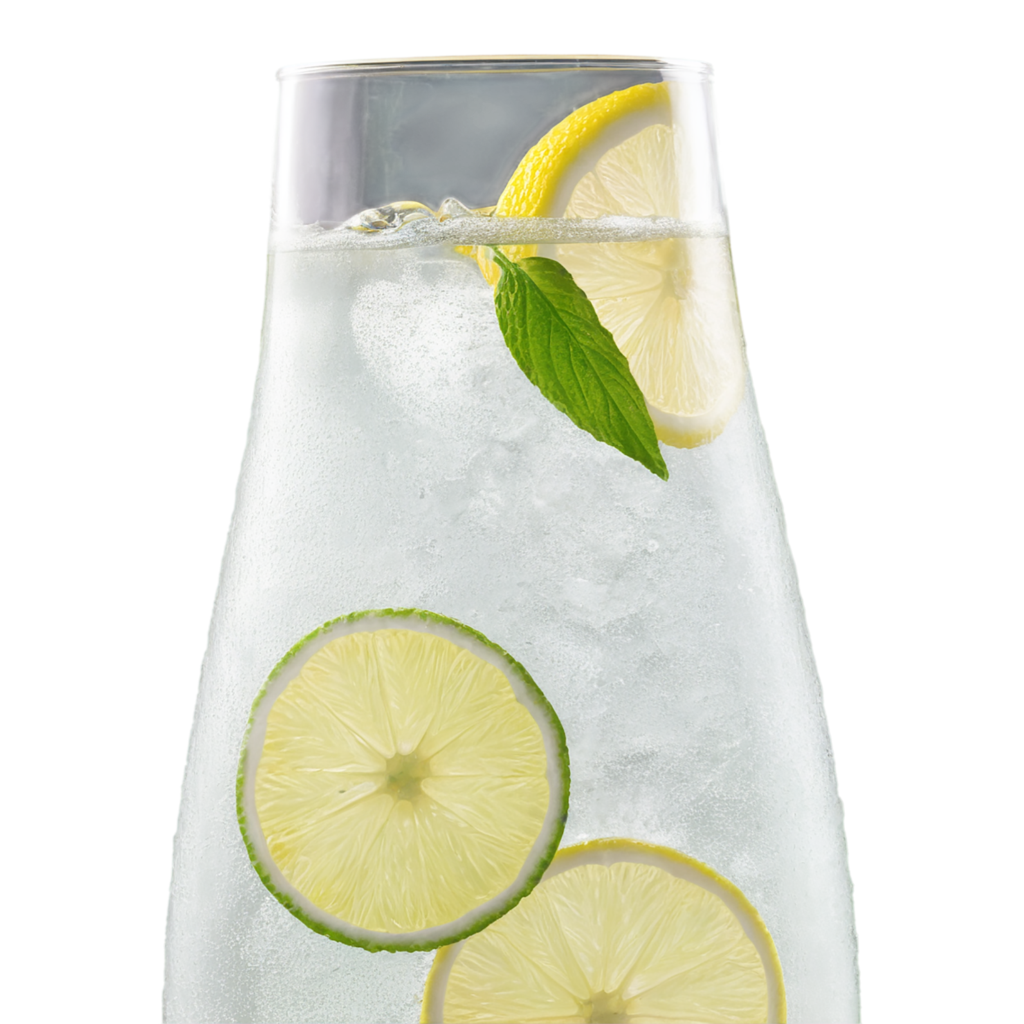 Glass of lemon-lime with ice cube beverage isolated on transparent background #2346