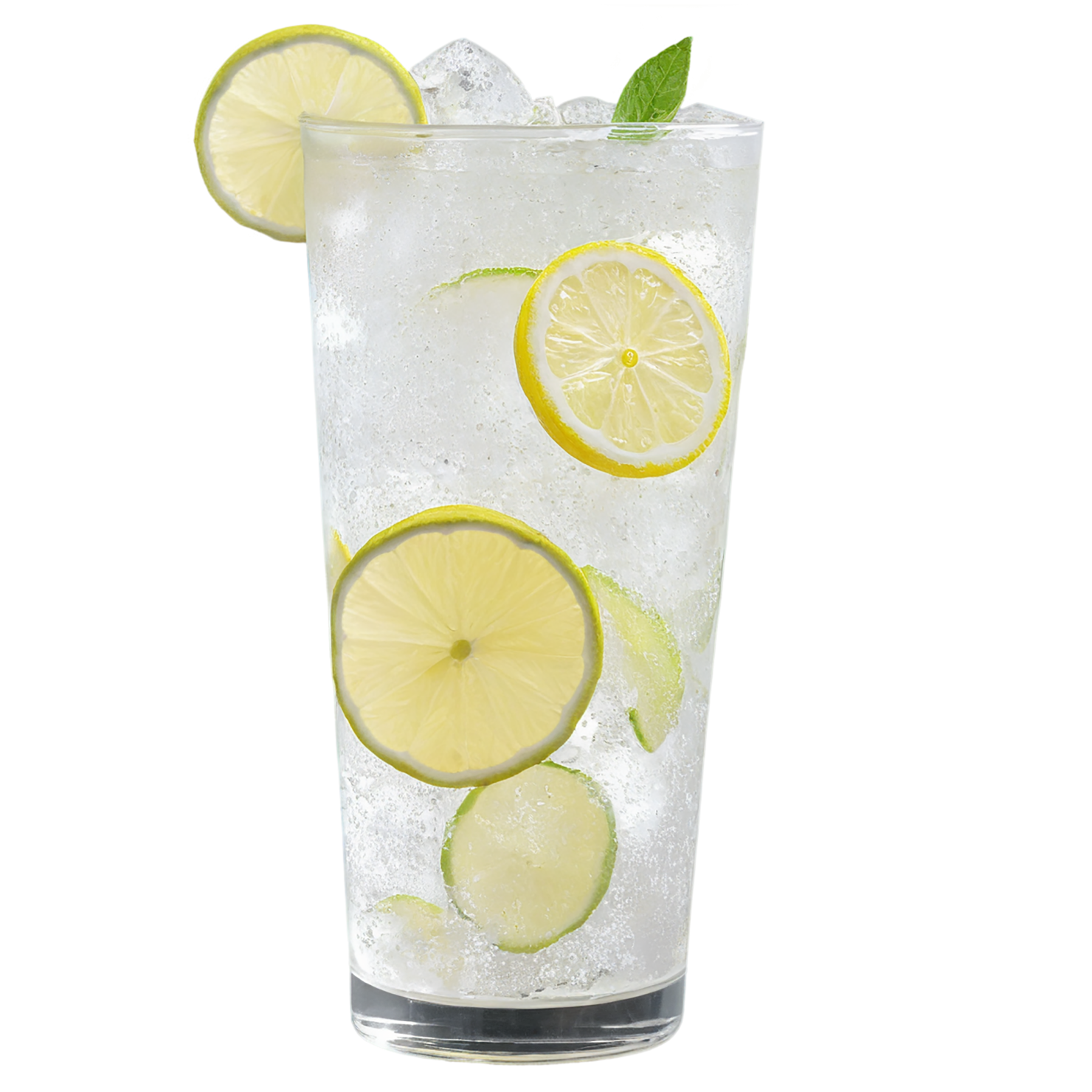 Glass of lemon-lime with ice cube beverage isolated on transparent background #2347
