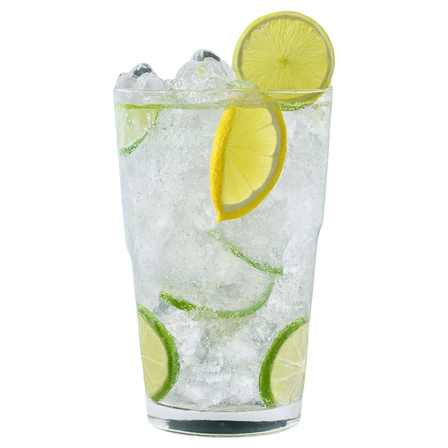 Glass of lemon-lime with ice cube beverage isolated on transparent background #2348