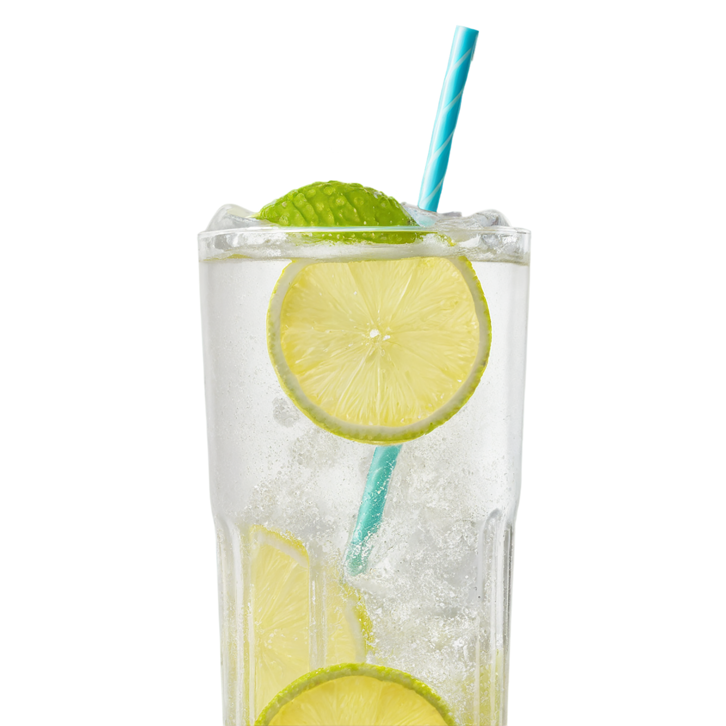 Glass of lemon-lime with ice cube beverage isolated on transparent background #2349