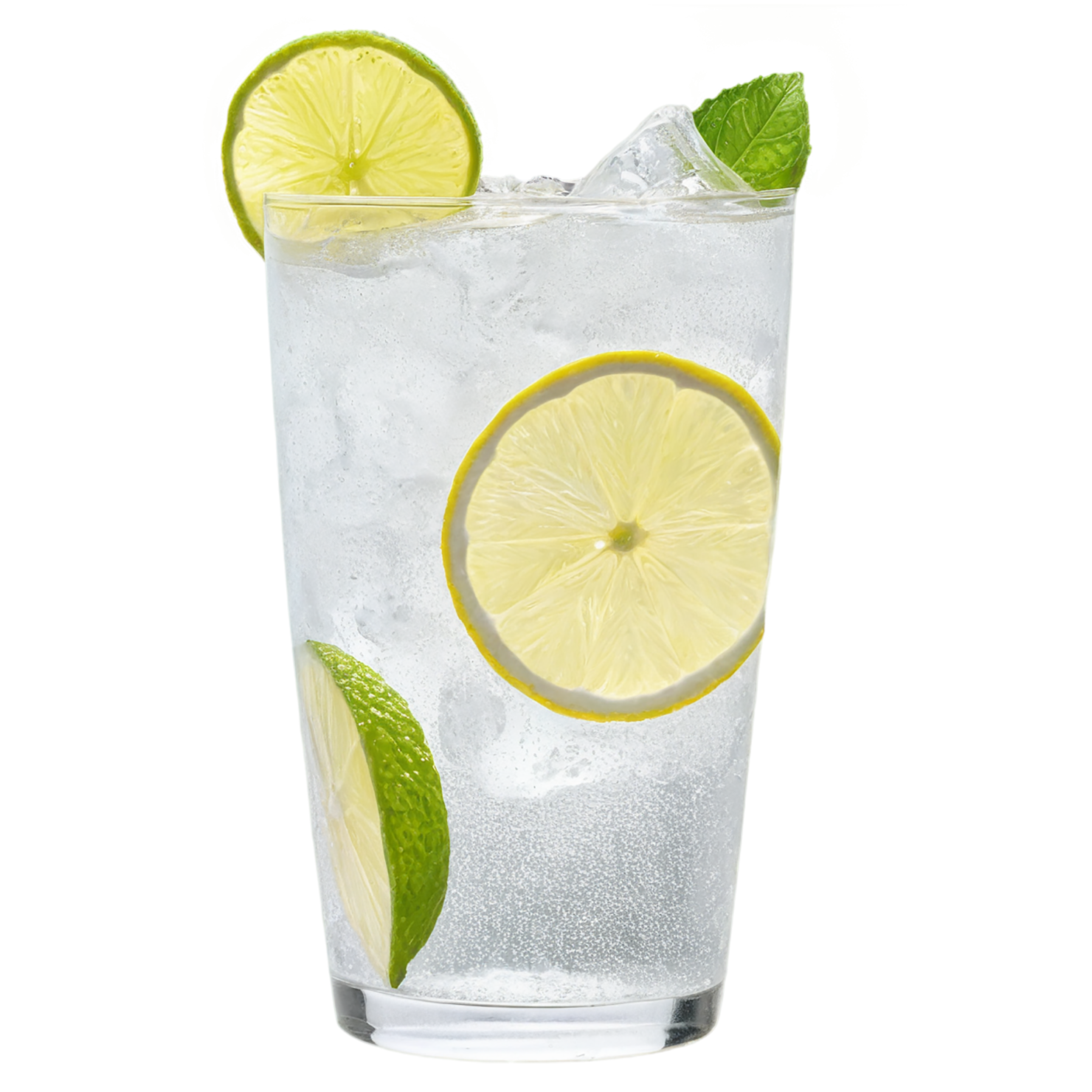 Glass of lemon-lime with ice cube beverage isolated on transparent background #2351