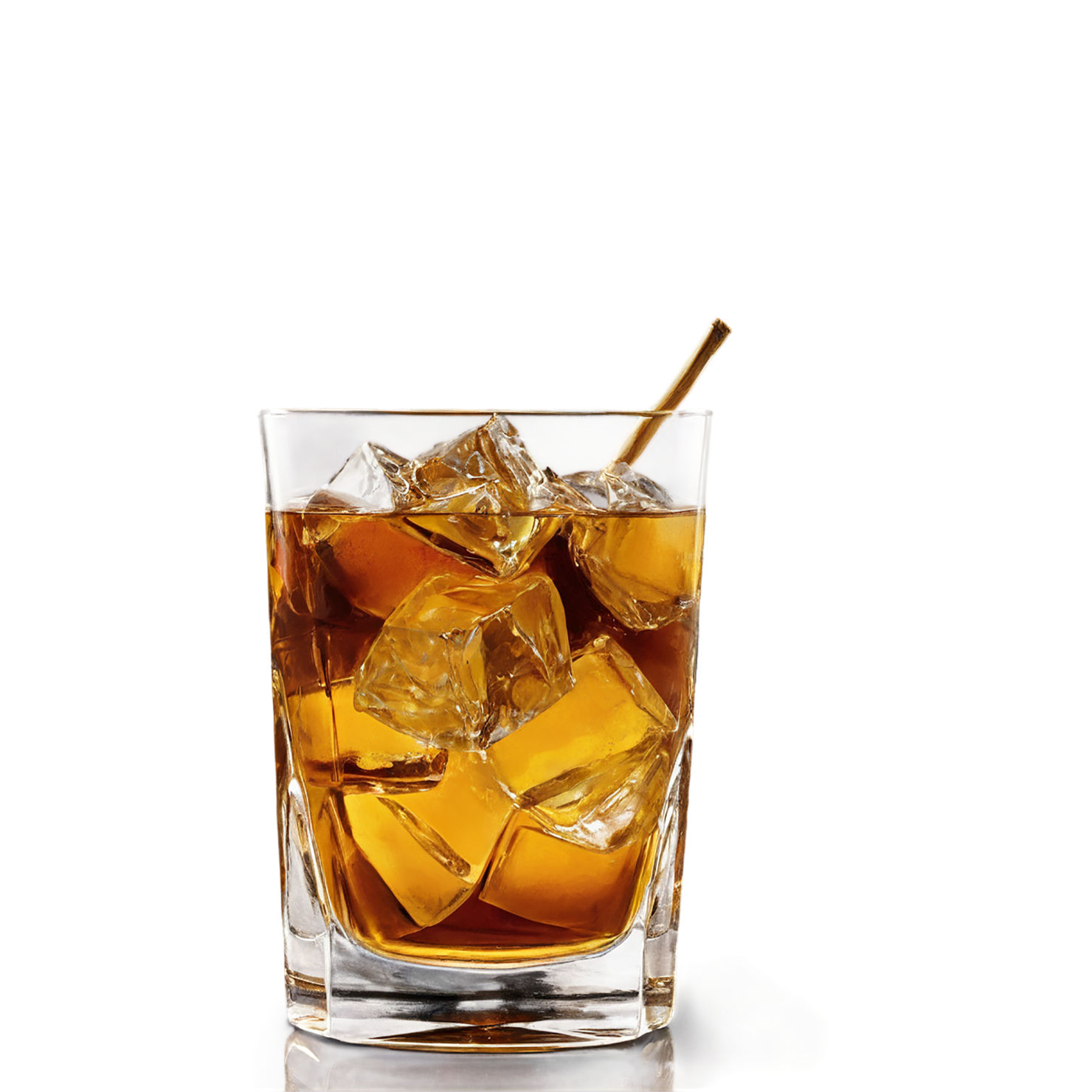 Glass of rum with ice cube beverage isolated on transparent background #2427