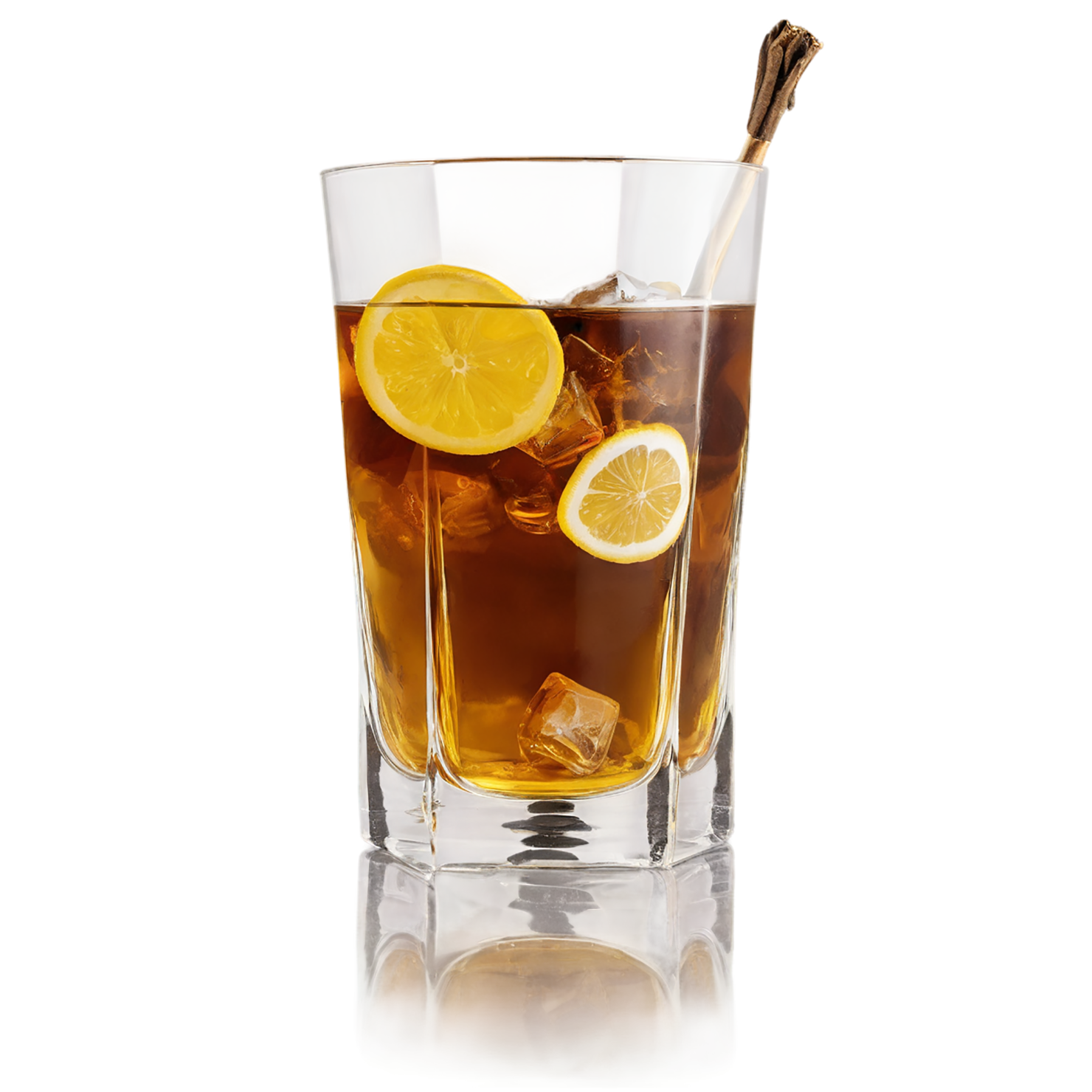 Glass of rum with ice cube and lime beverage isolated on transparent background #2437