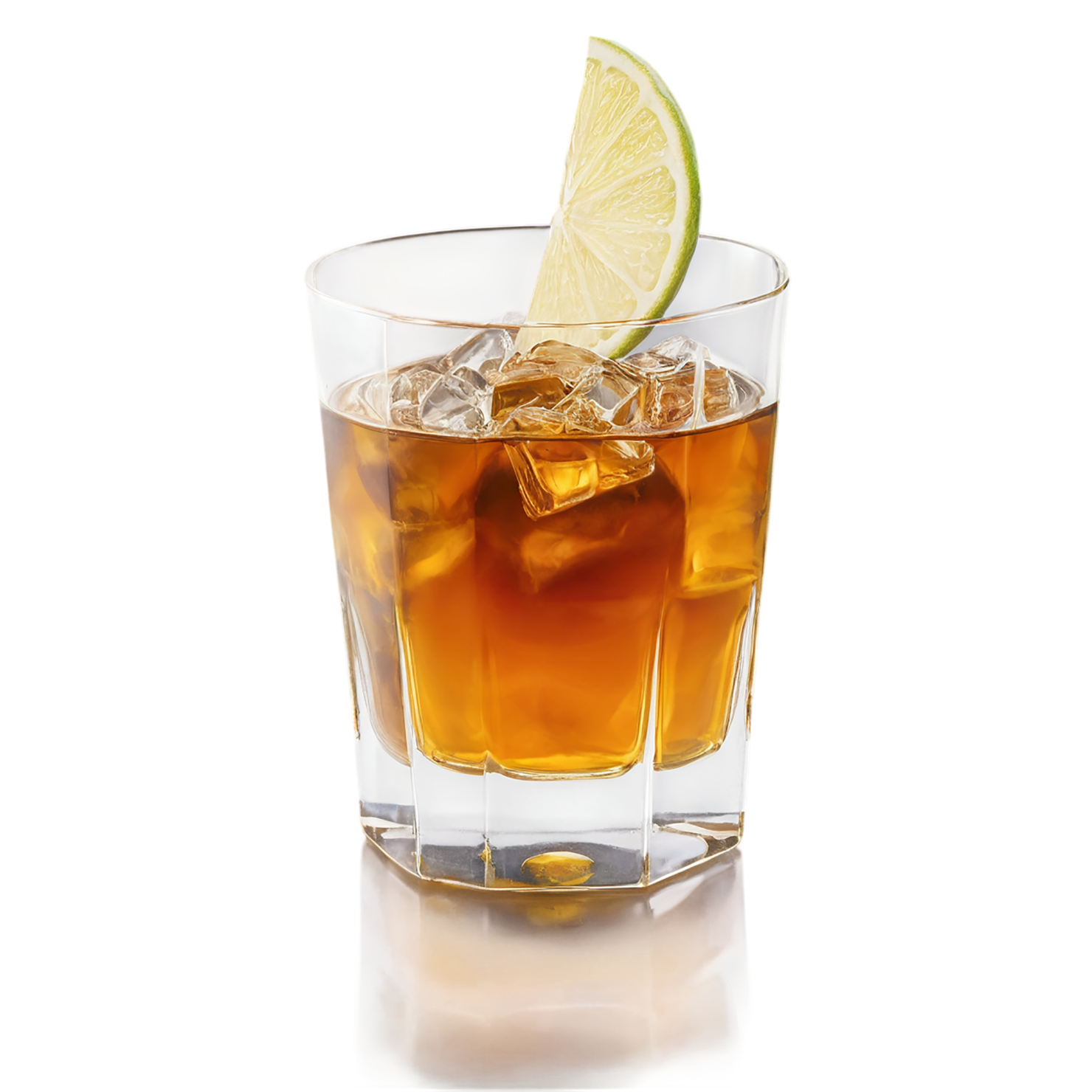 Glass of rum with ice cube and lime beverage isolated on transparent background #2439