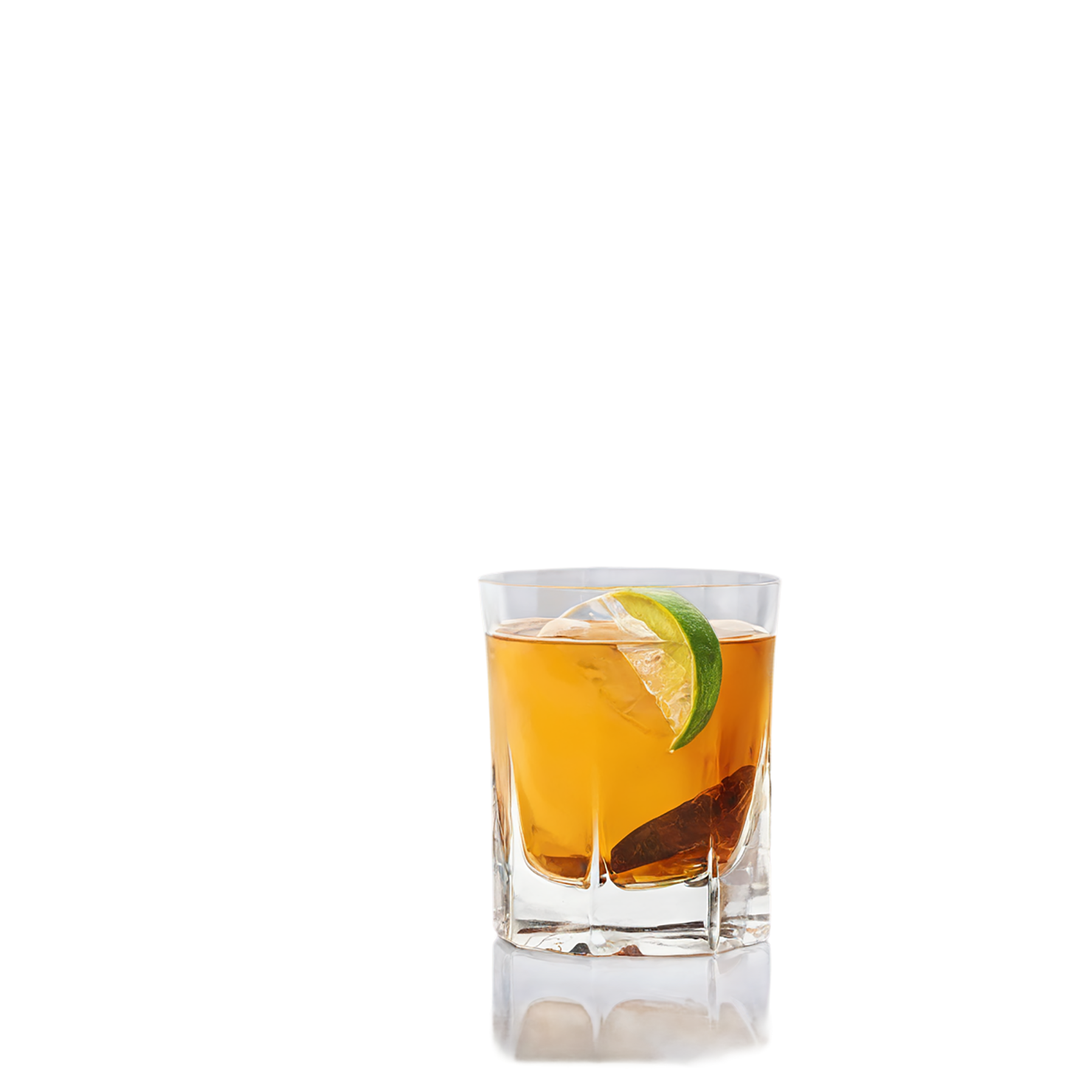 Glass of rum with ice cube and lime beverage isolated on transparent background #2440