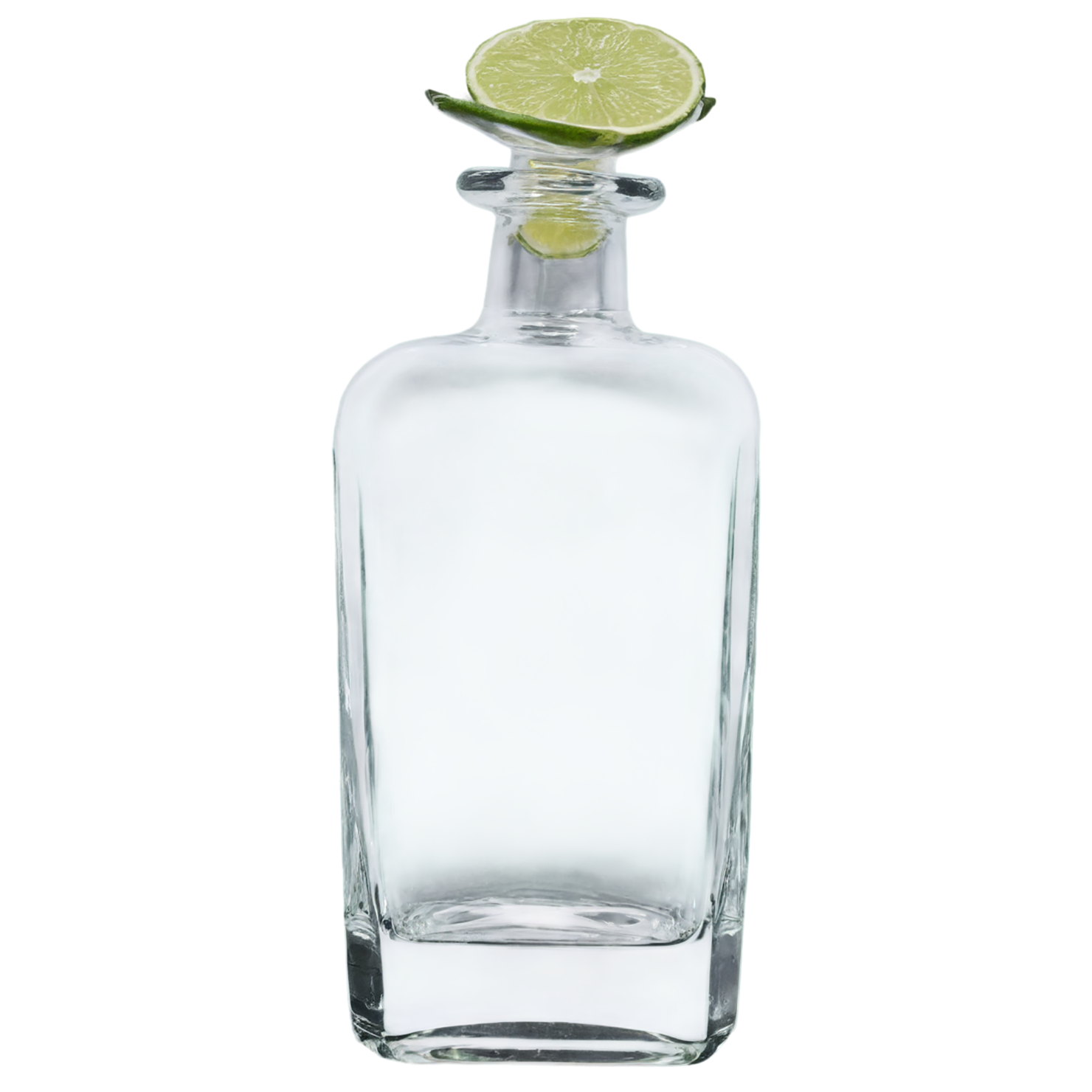 Glass bottle of tequila with lime beverage isolated on transparent background #2450