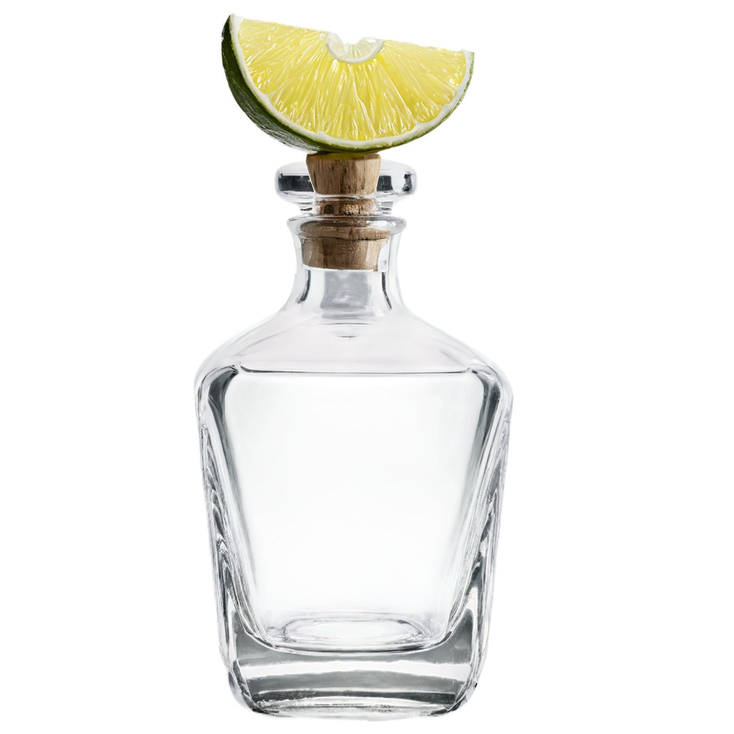 Glass bottle of tequila with lime beverage isolated on transparent background #2451