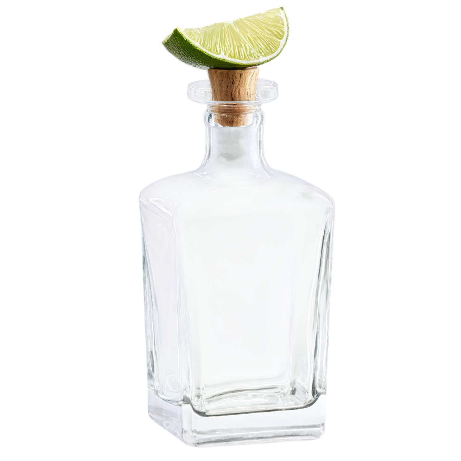 Glass bottle of tequila with lime beverage isolated on transparent background #2454