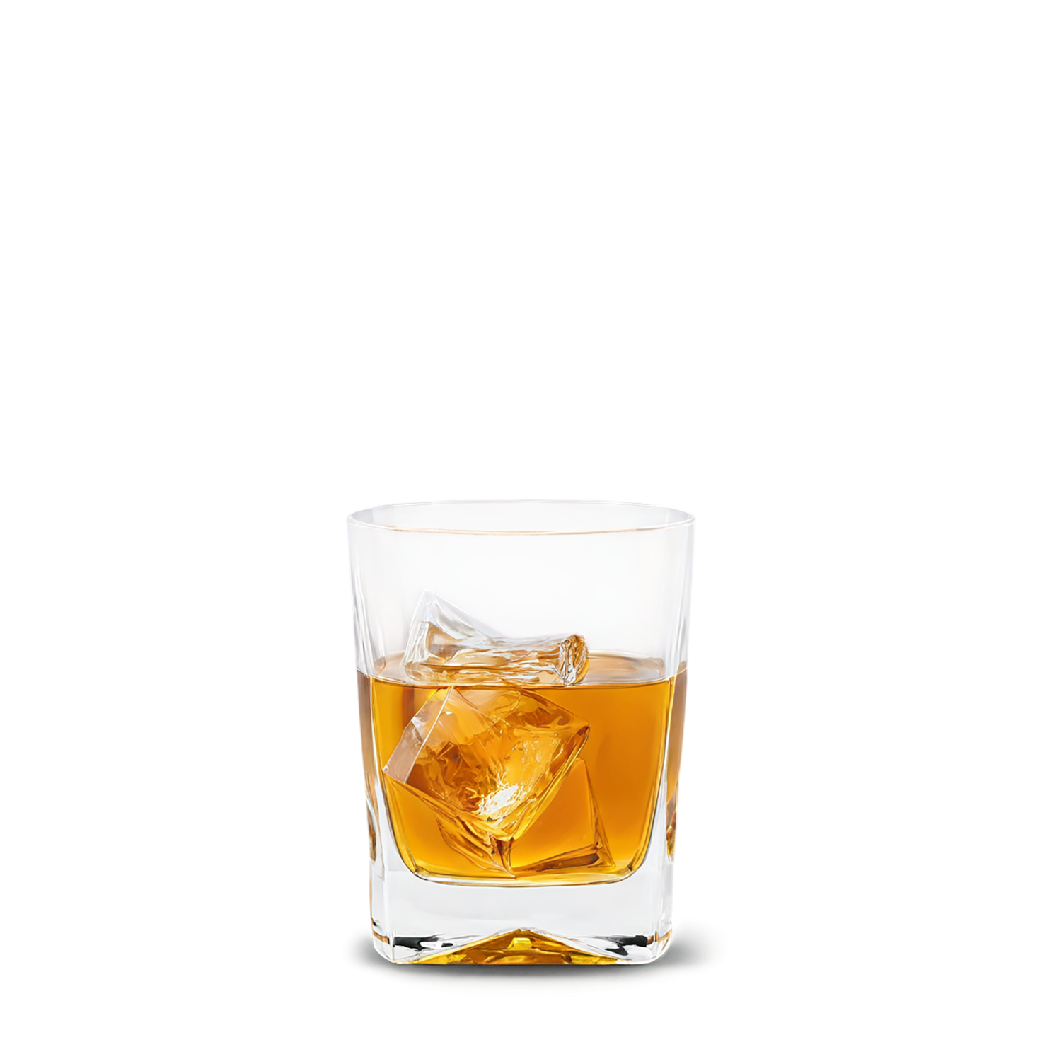 Glass of whiskey with ice cube beverage isolated on transparent background #2488