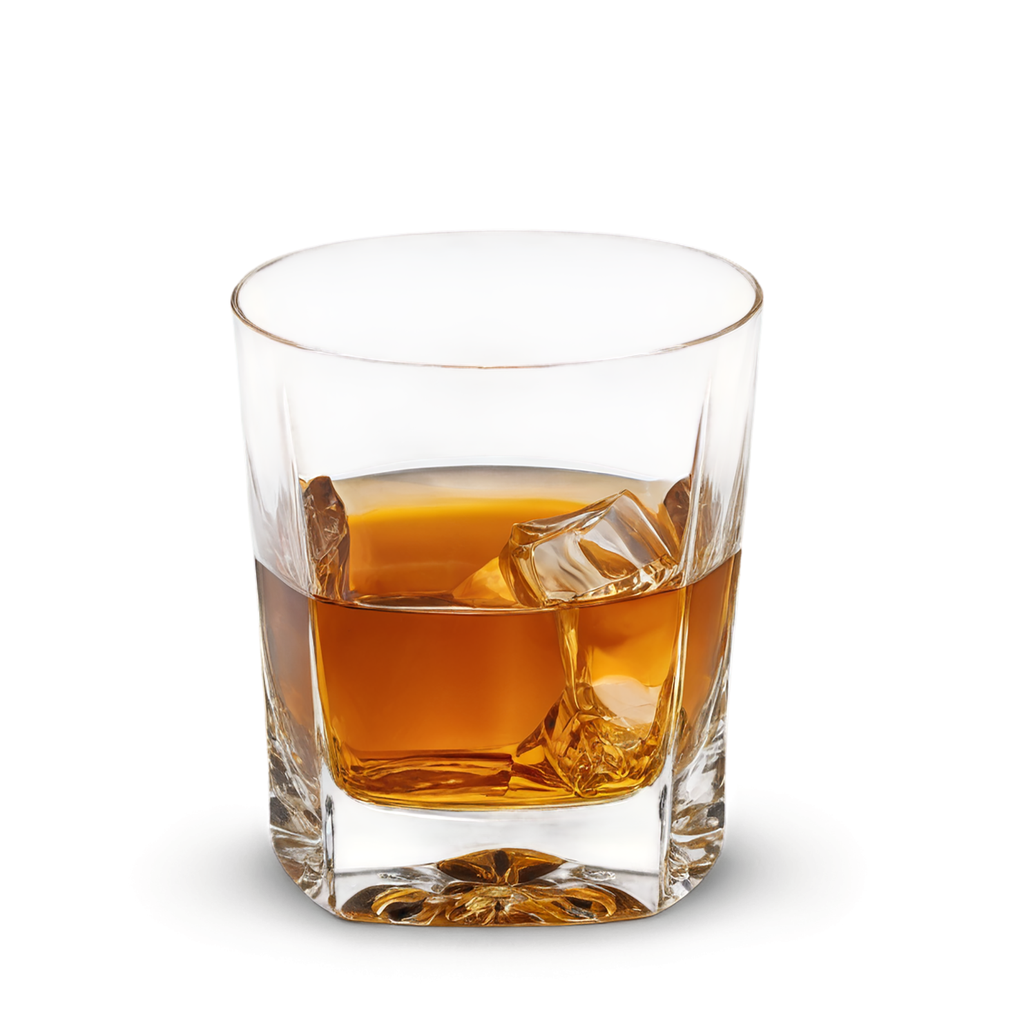 Glass of whiskey with ice cube beverage isolated on transparent background #2495