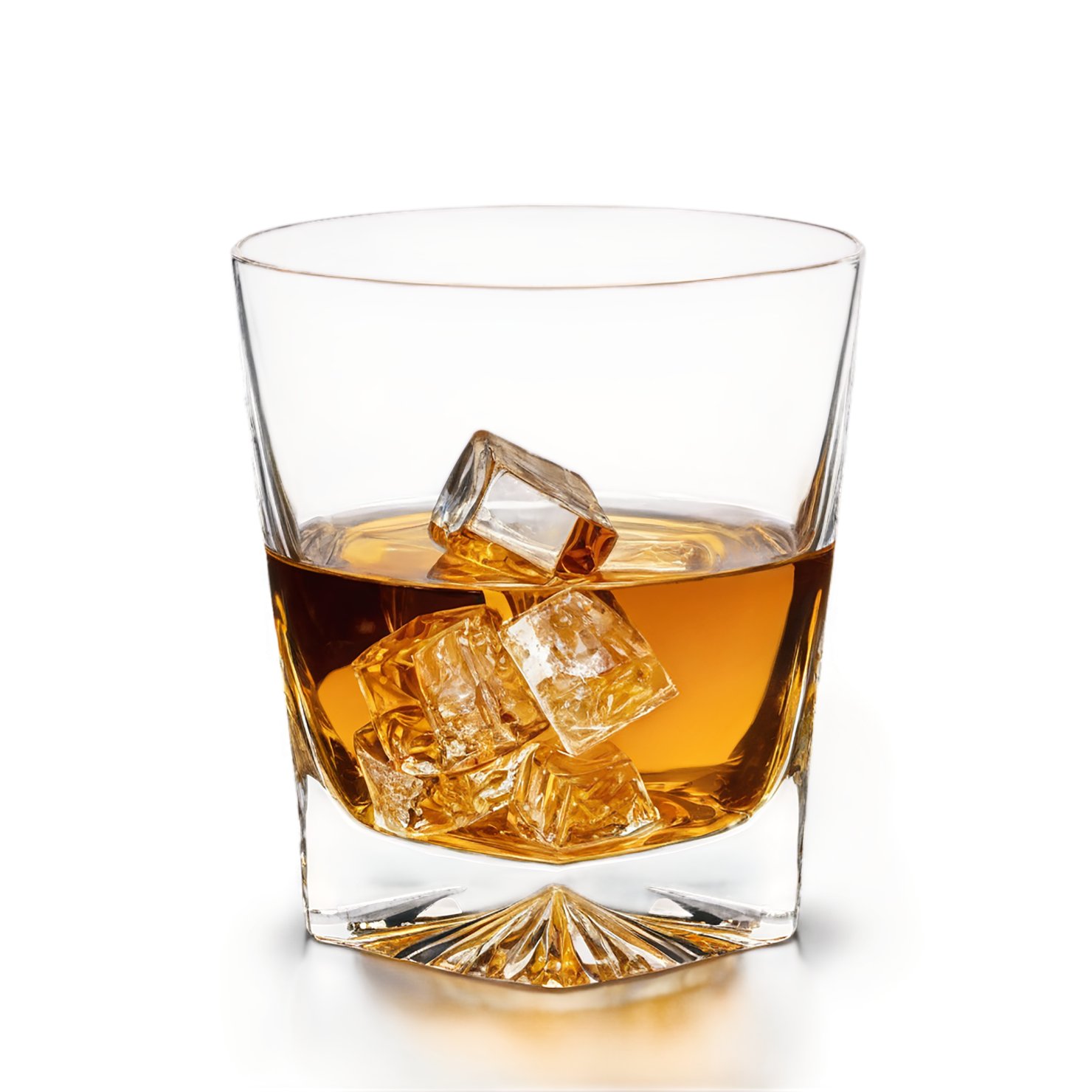 Glass of whiskey with ice cube beverage isolated on transparent background #2497