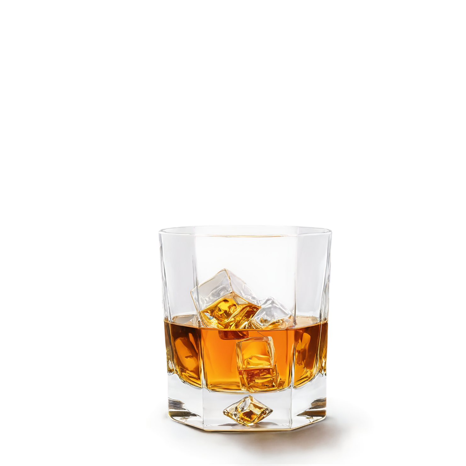 Glass of whiskey with ice cube beverage isolated on transparent background #2503