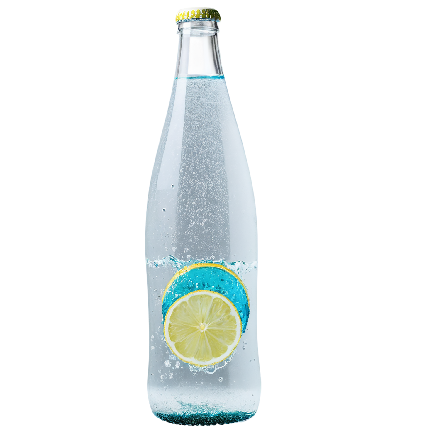 Bottle of Sparkling water with lime beverage isolated on transparent background #2591