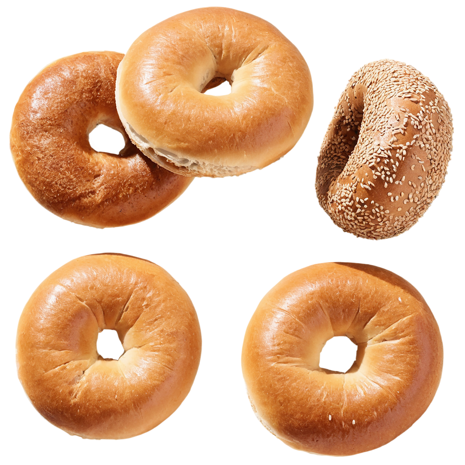 Bagels with sesame seeds breakfast foods isolated on transparent background #3214