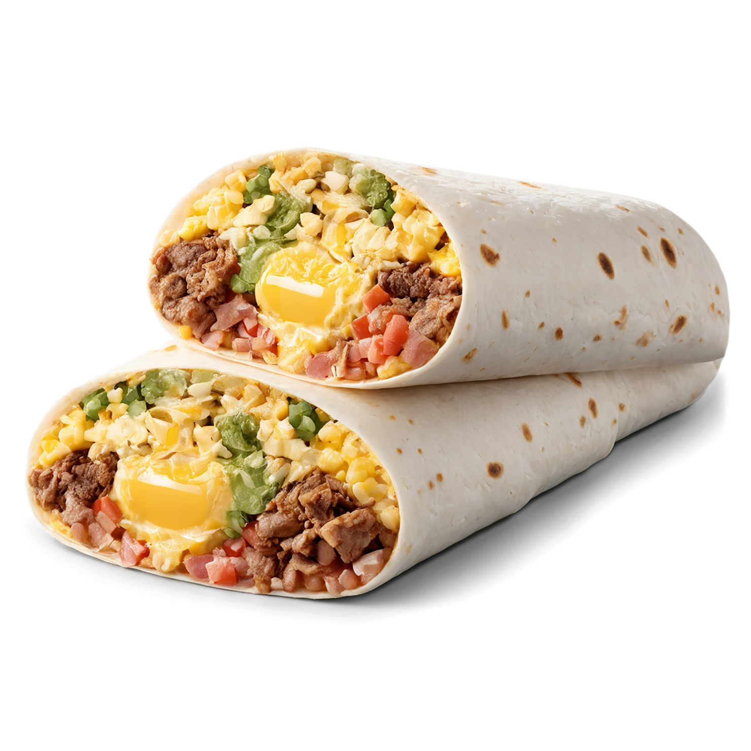 Breakfast burritos, breakfast foods isolated on transparent background #3244