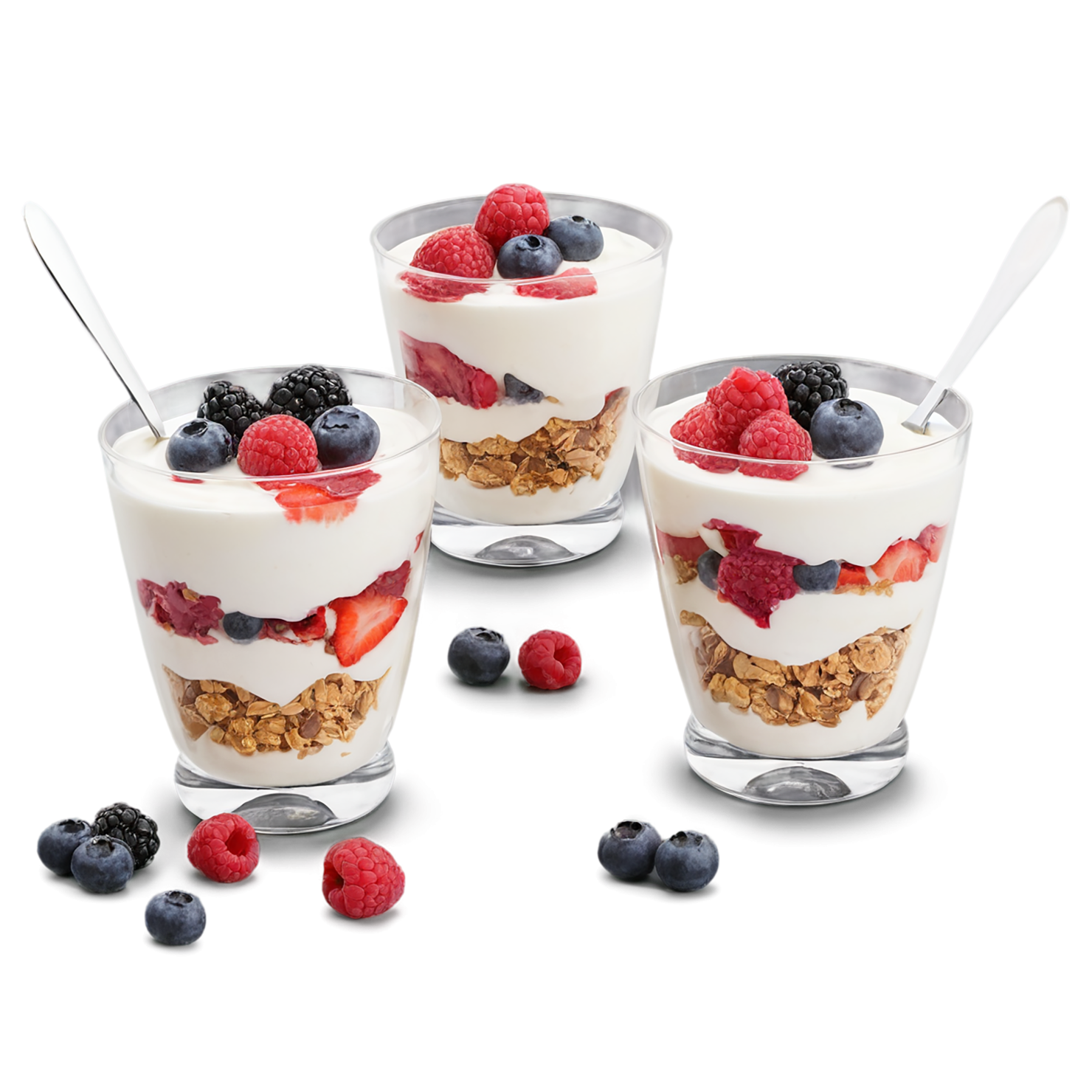 Yogurt parfaits breakfast foods isolated on transparent background #3715