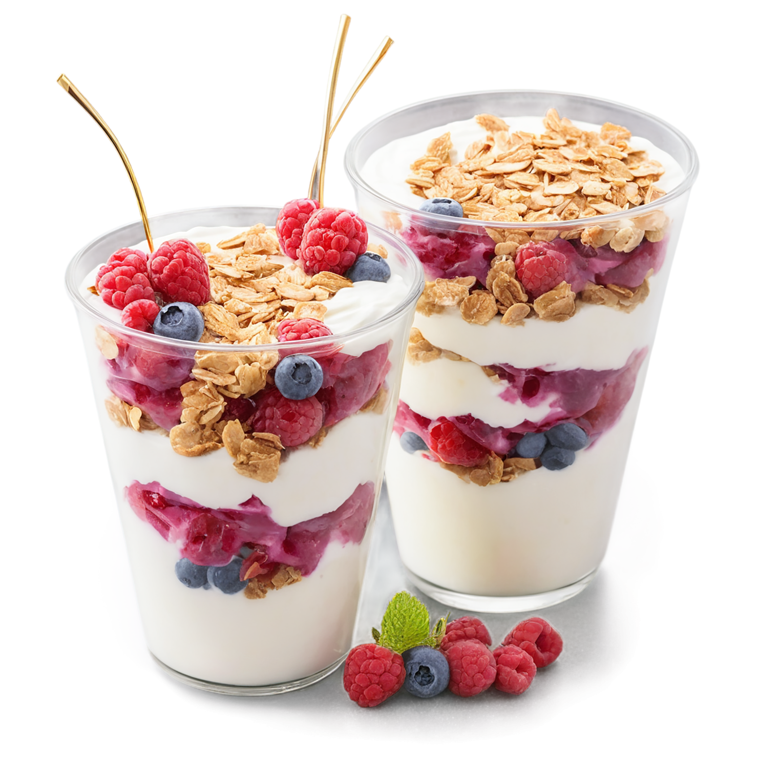 Yogurt parfaits breakfast foods isolated on transparent background #3732