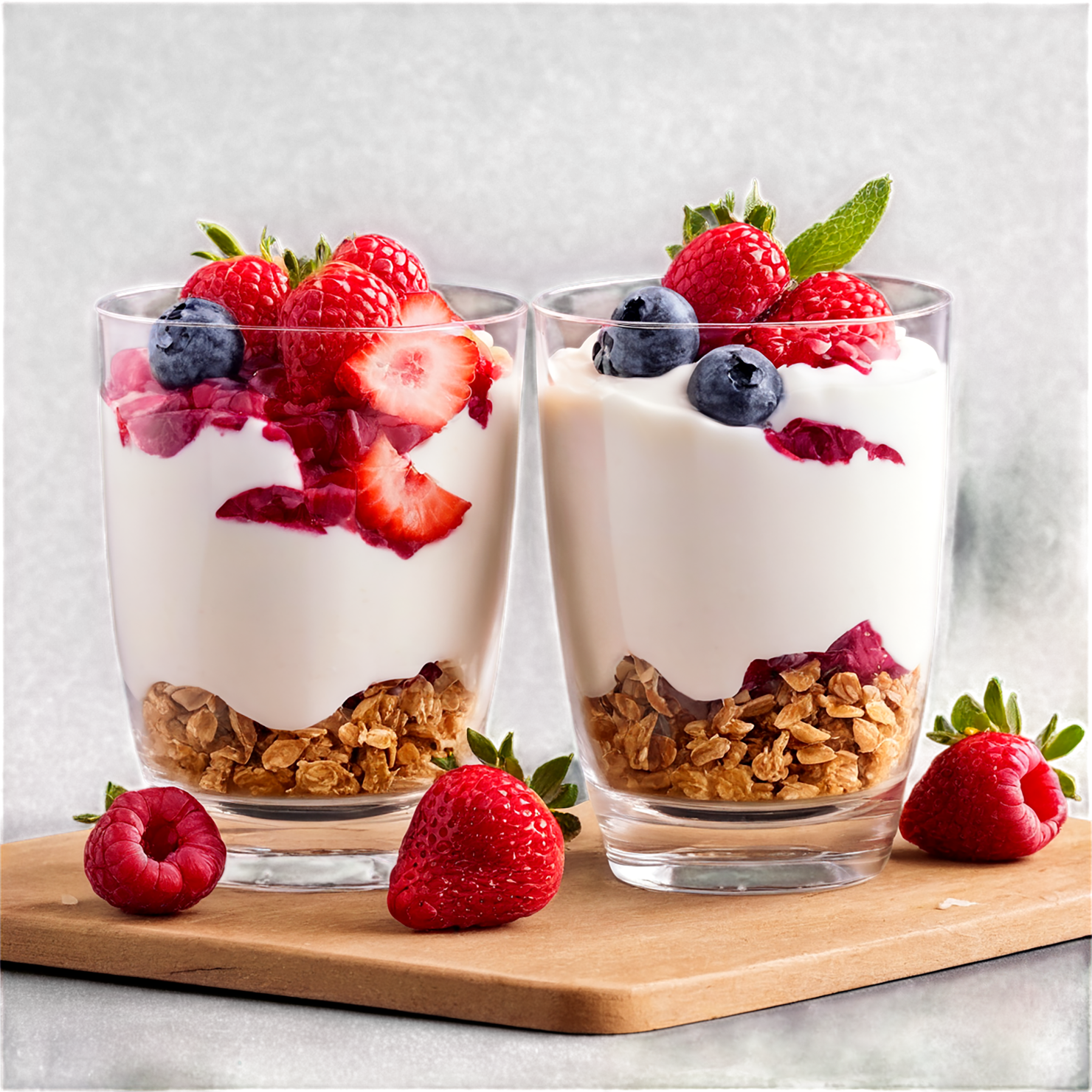 Yogurt parfaits breakfast foods isolated on transparent background #3733