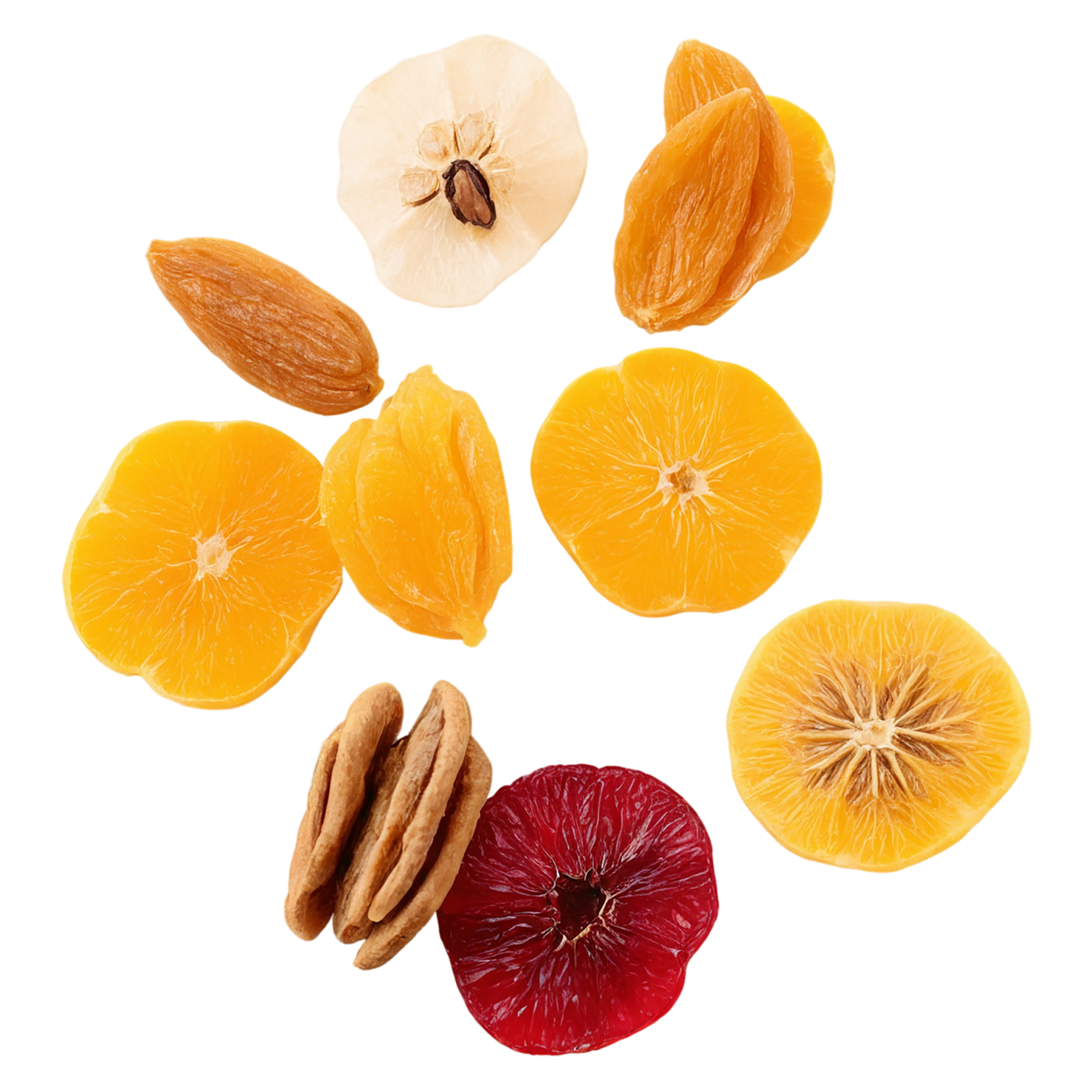 Dried fruits snacks isolated on transparent background #9100
