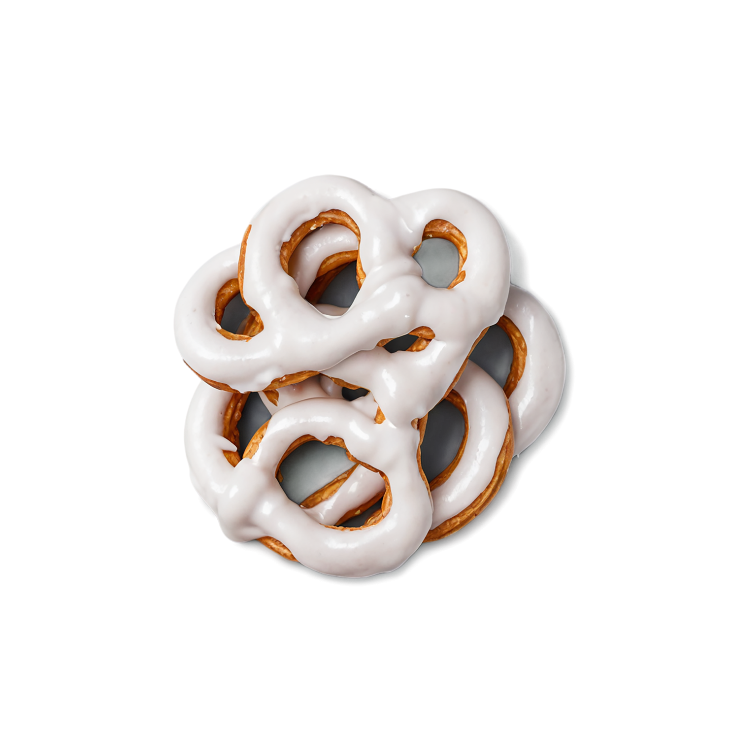 Yogurt-covered pretzels snacks isolated on transparent background #9442