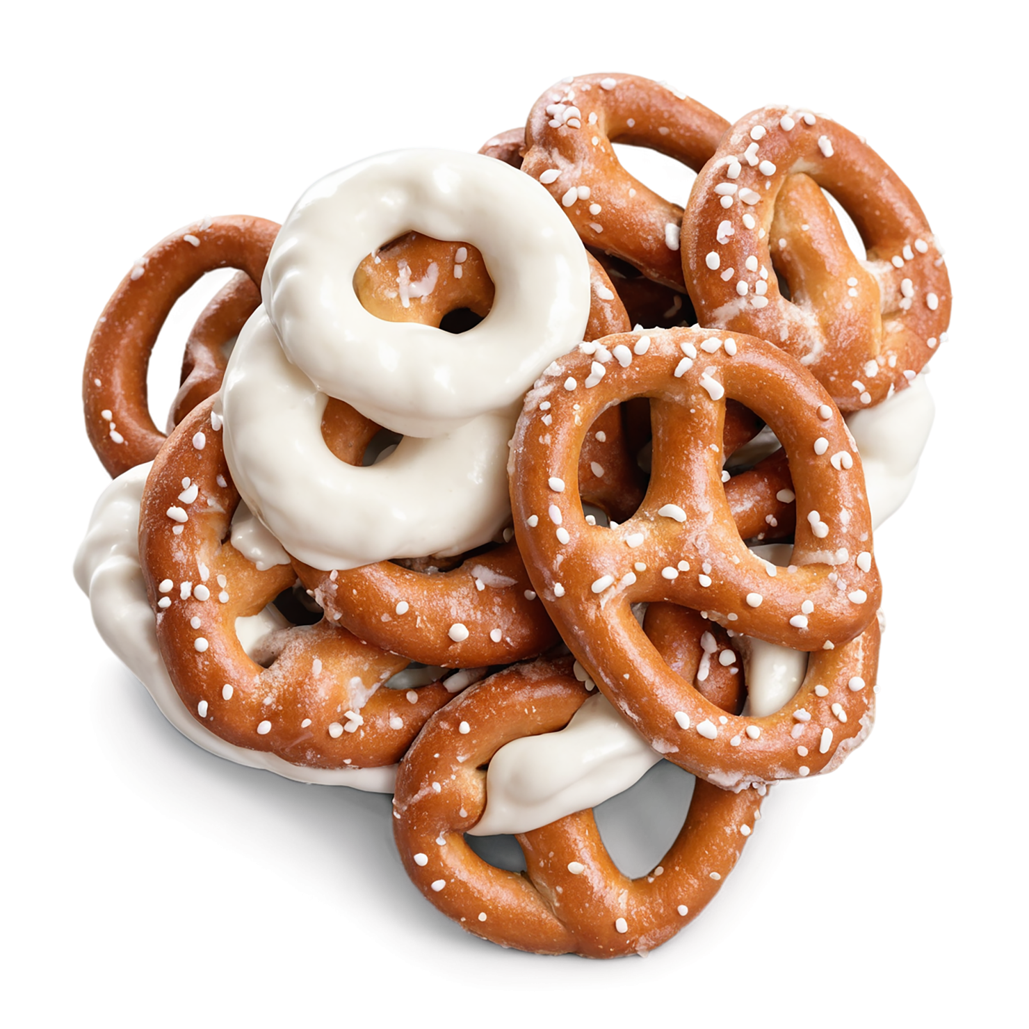 Yogurt-covered pretzels snacks isolated on transparent background #9444