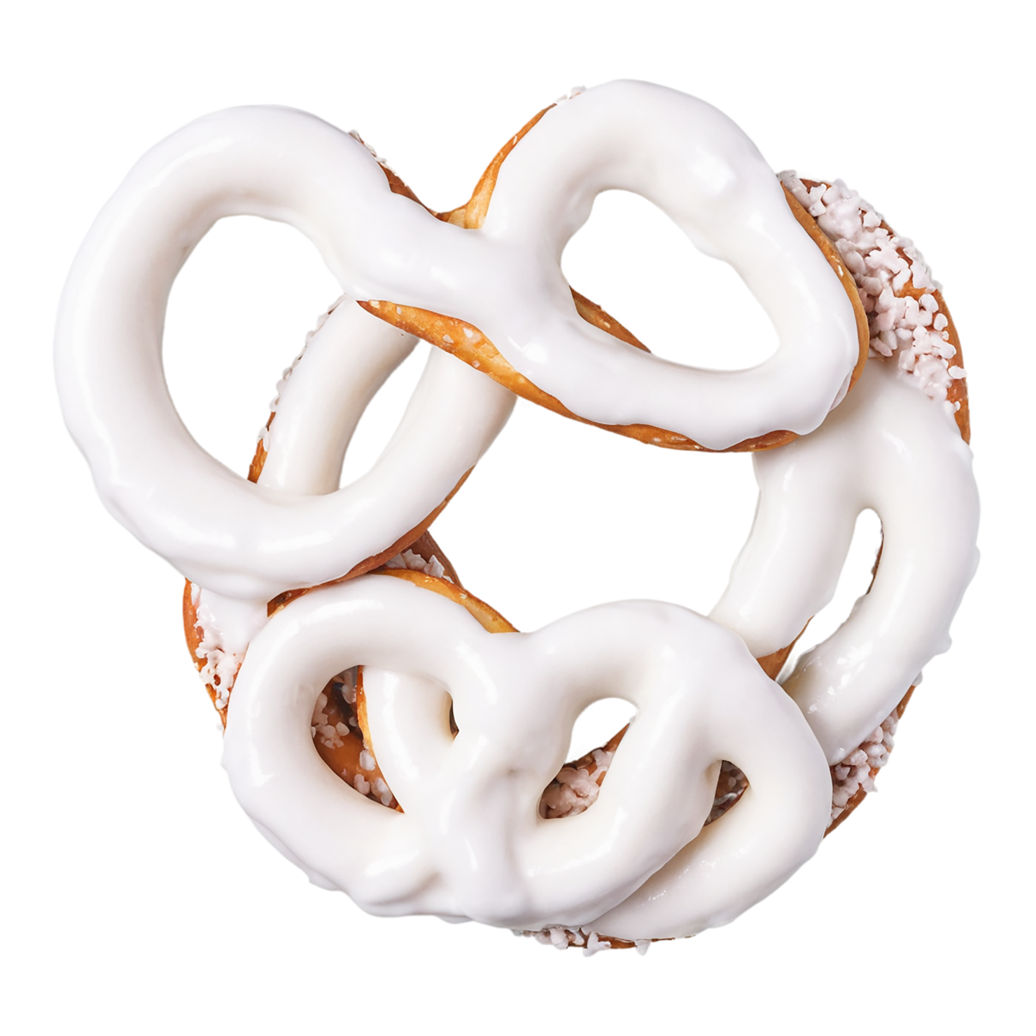 Yogurt-covered pretzels snacks isolated on transparent background #9446