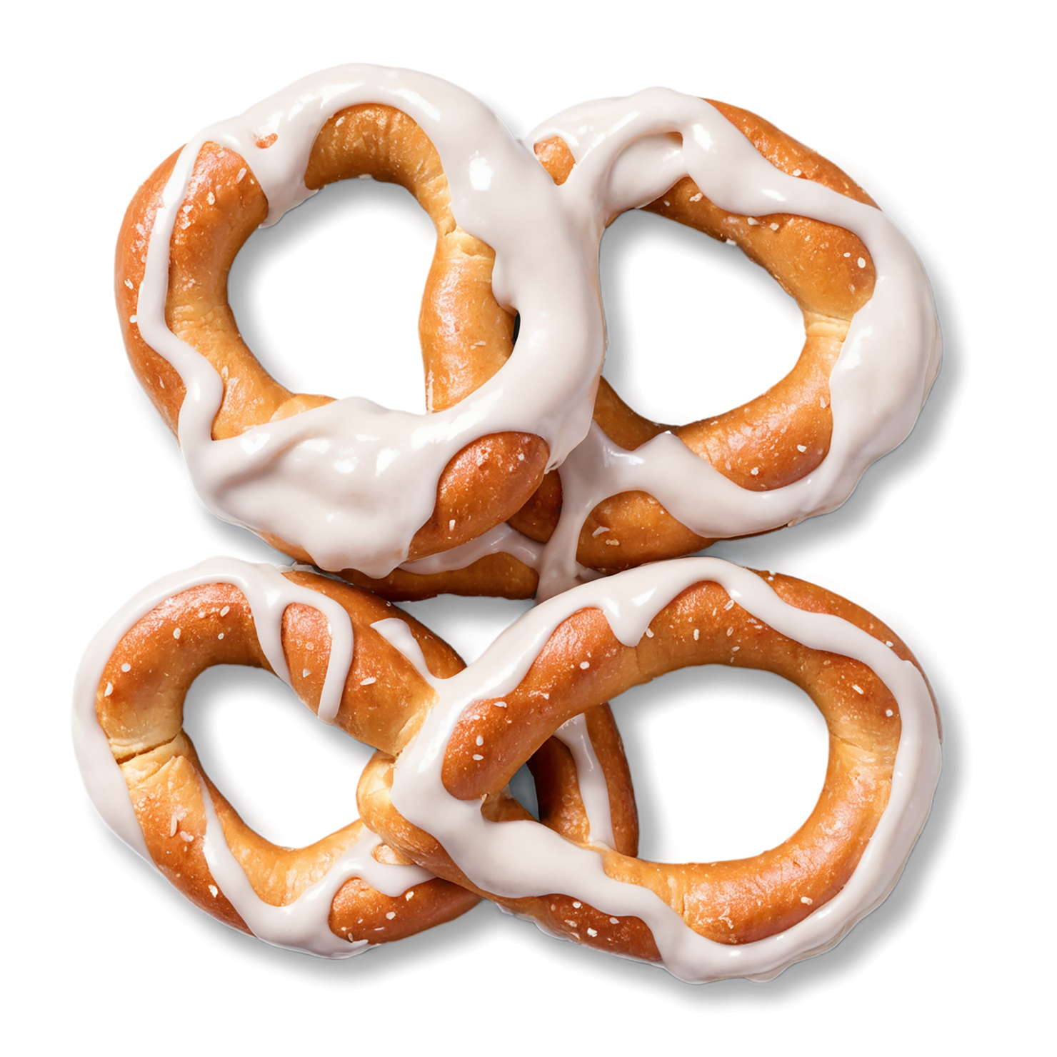Yogurt-covered pretzels snacks isolated on transparent background #9450