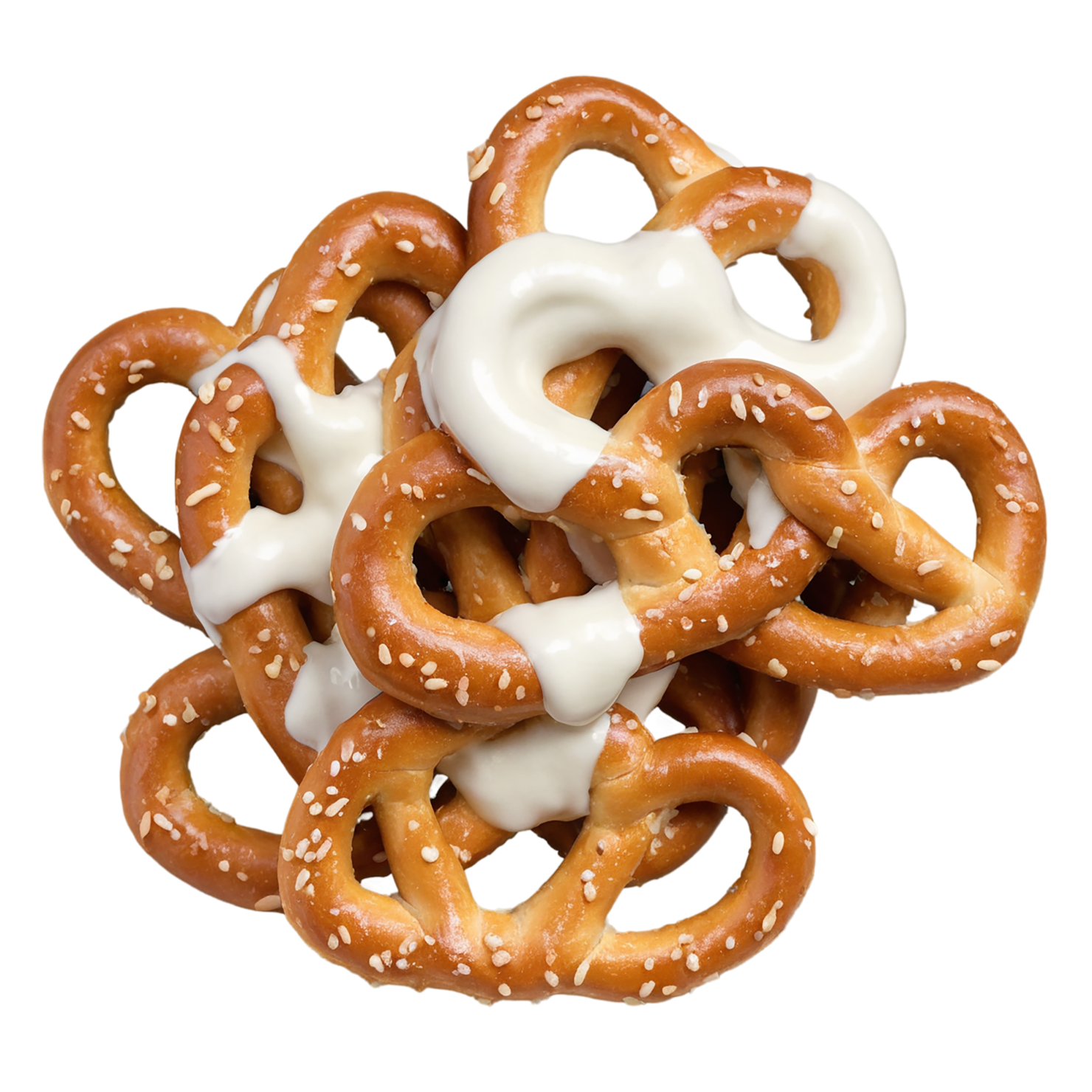 Yogurt-covered pretzels snacks isolated on transparent background #9470