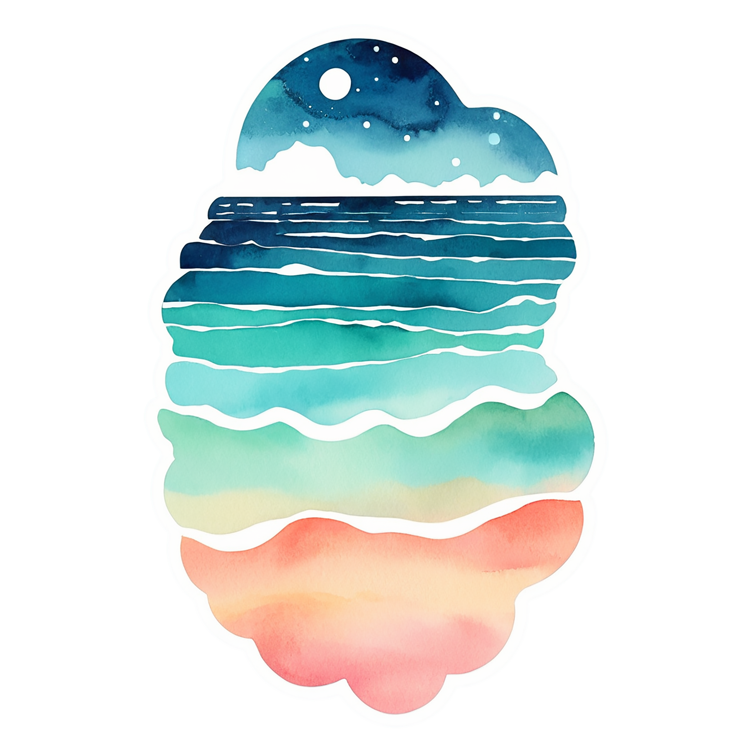 Beach Watercolor sticker isolated on transparent background #12801