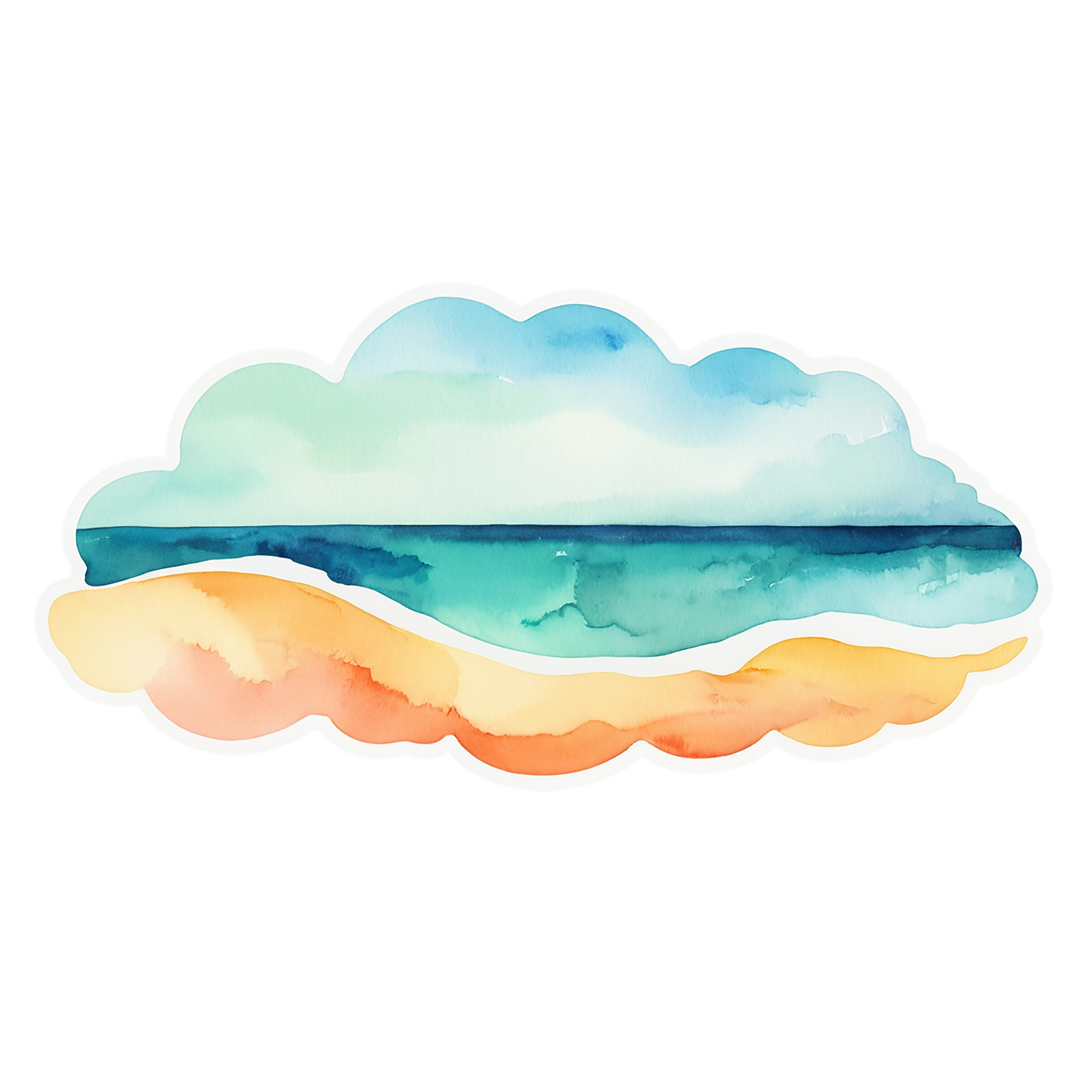 Beach Watercolor sticker isolated on transparent background #12804