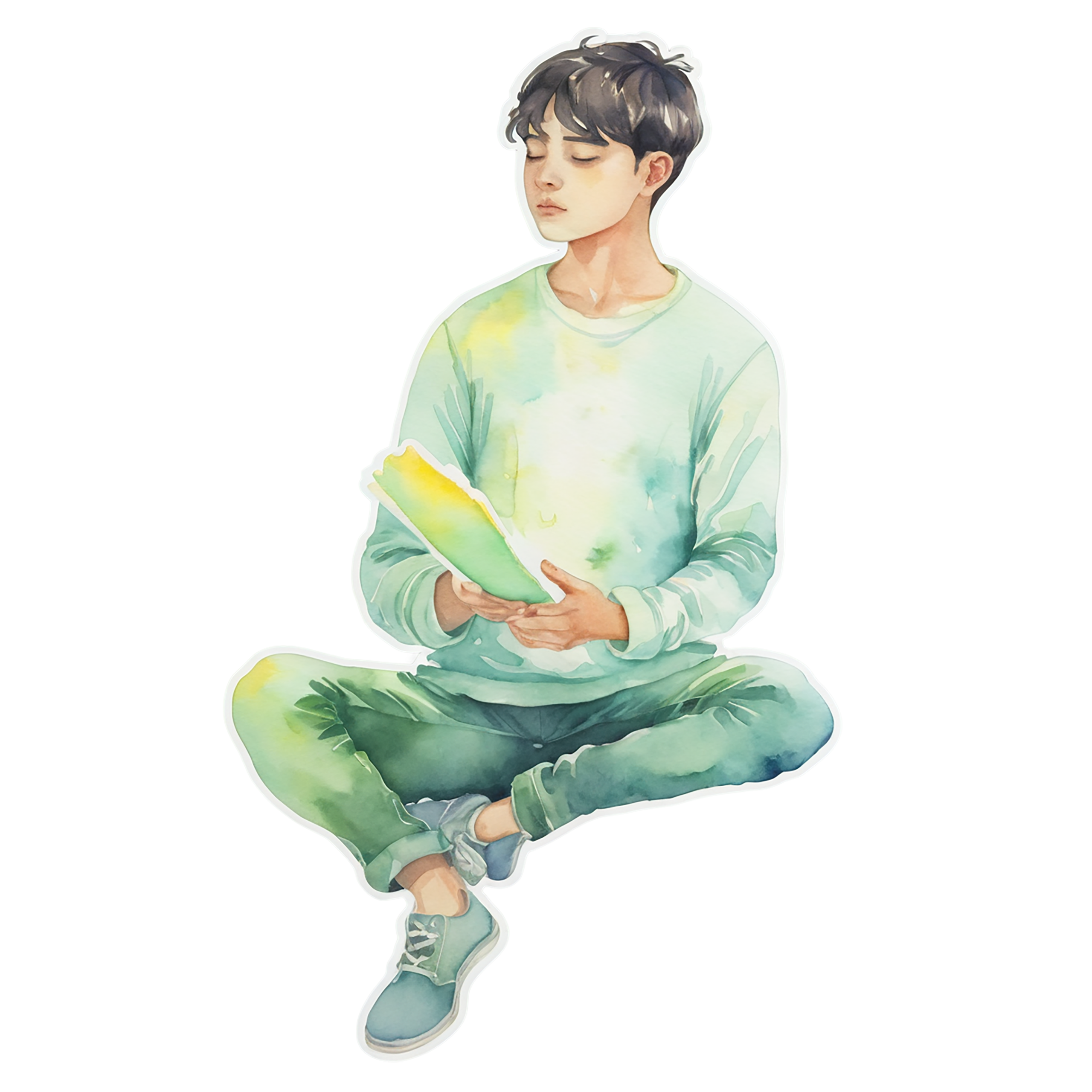 Boy watercolor sticker isolated on transparent background #13340