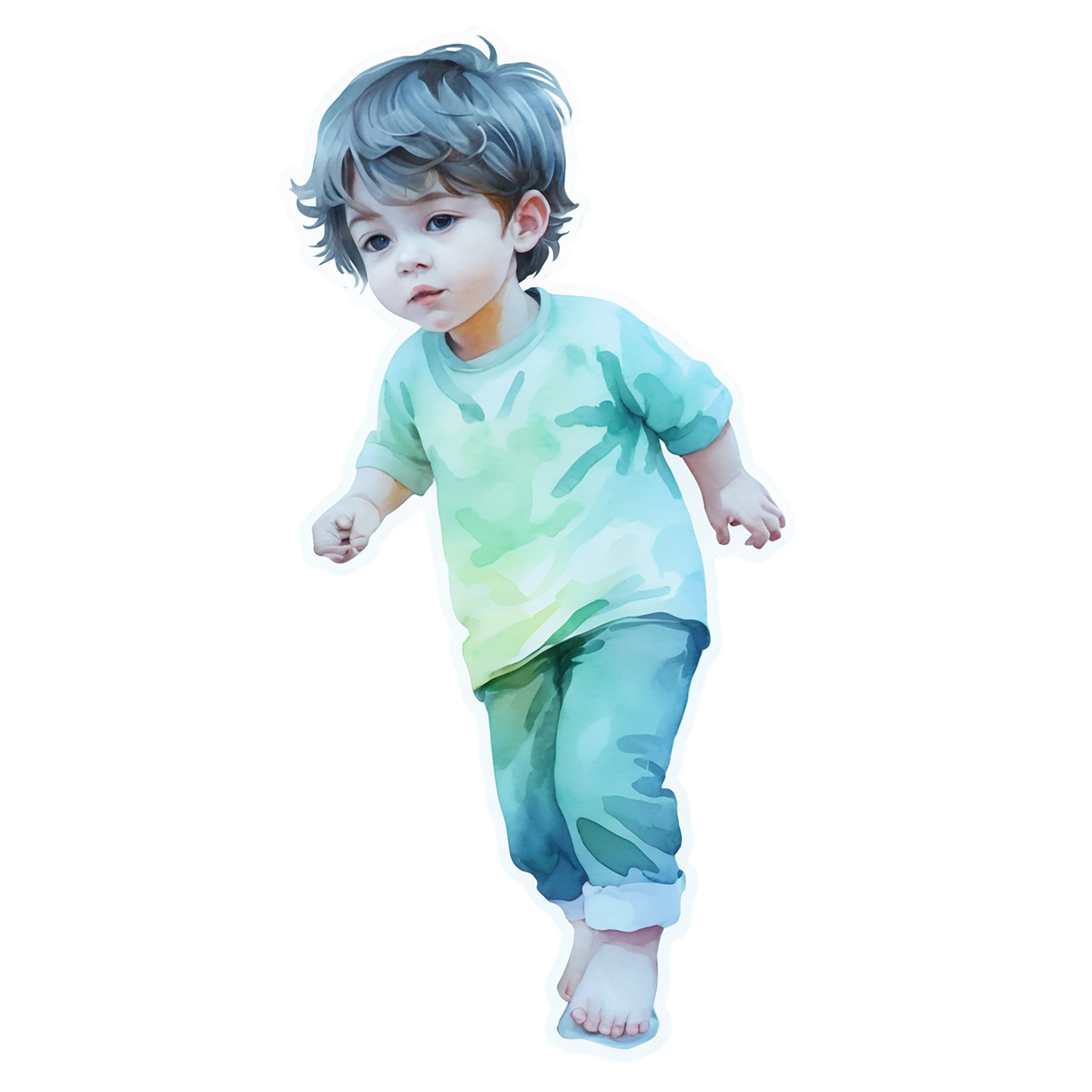 Boy watercolor sticker isolated on transparent background #13344