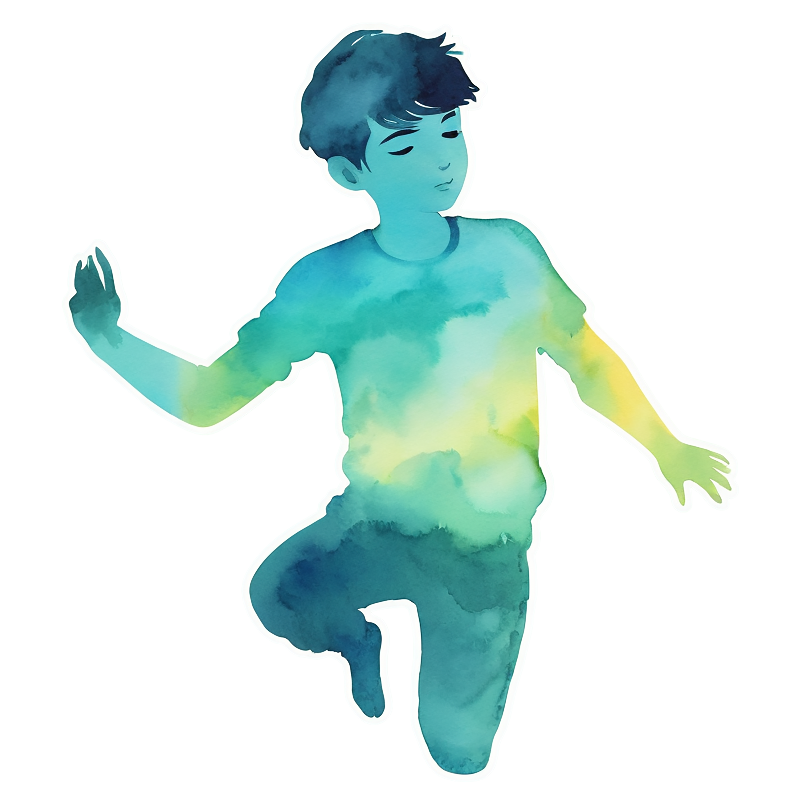 Boy watercolor sticker isolated on transparent background #13590