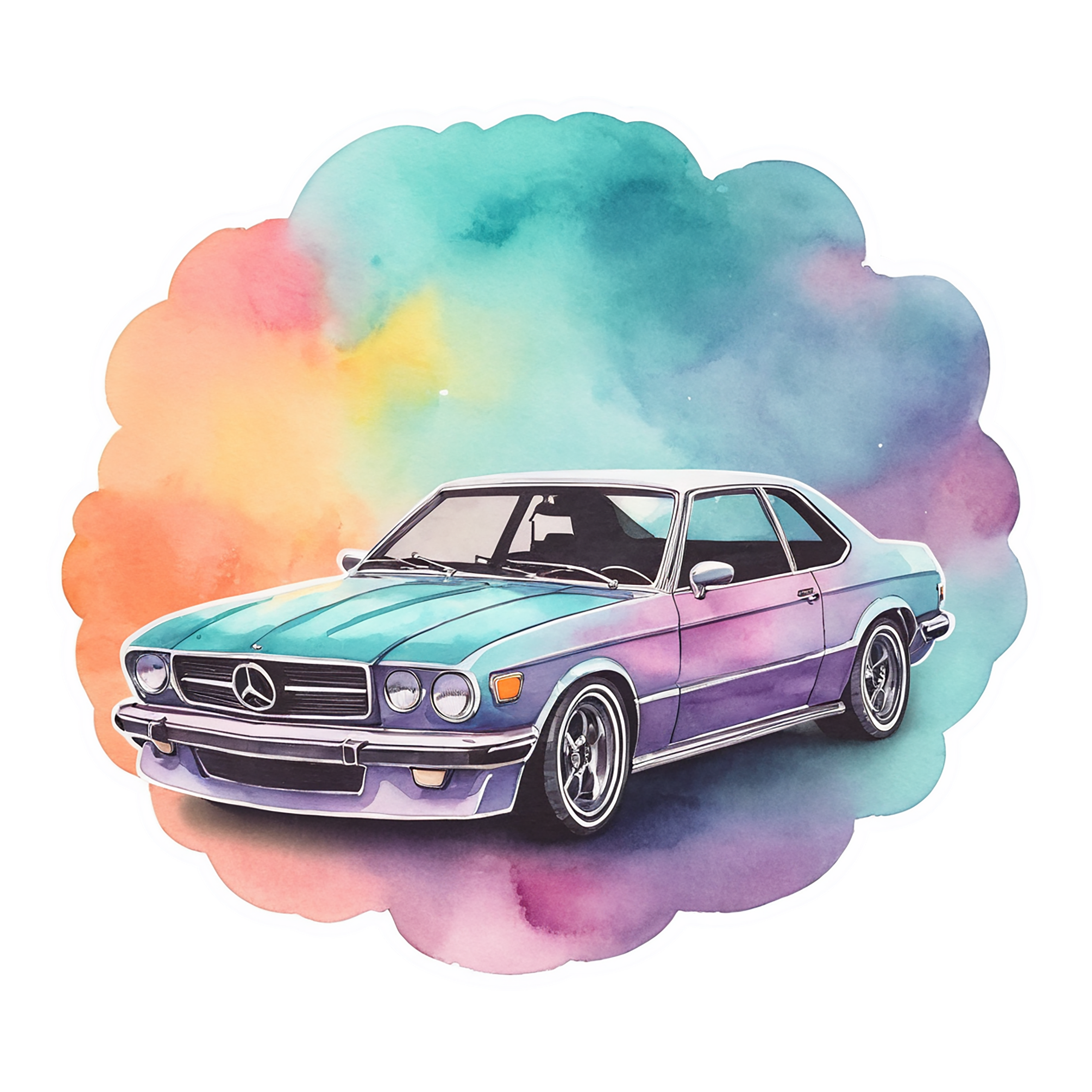 Car watercolor sticker isolated on transparent background #14014