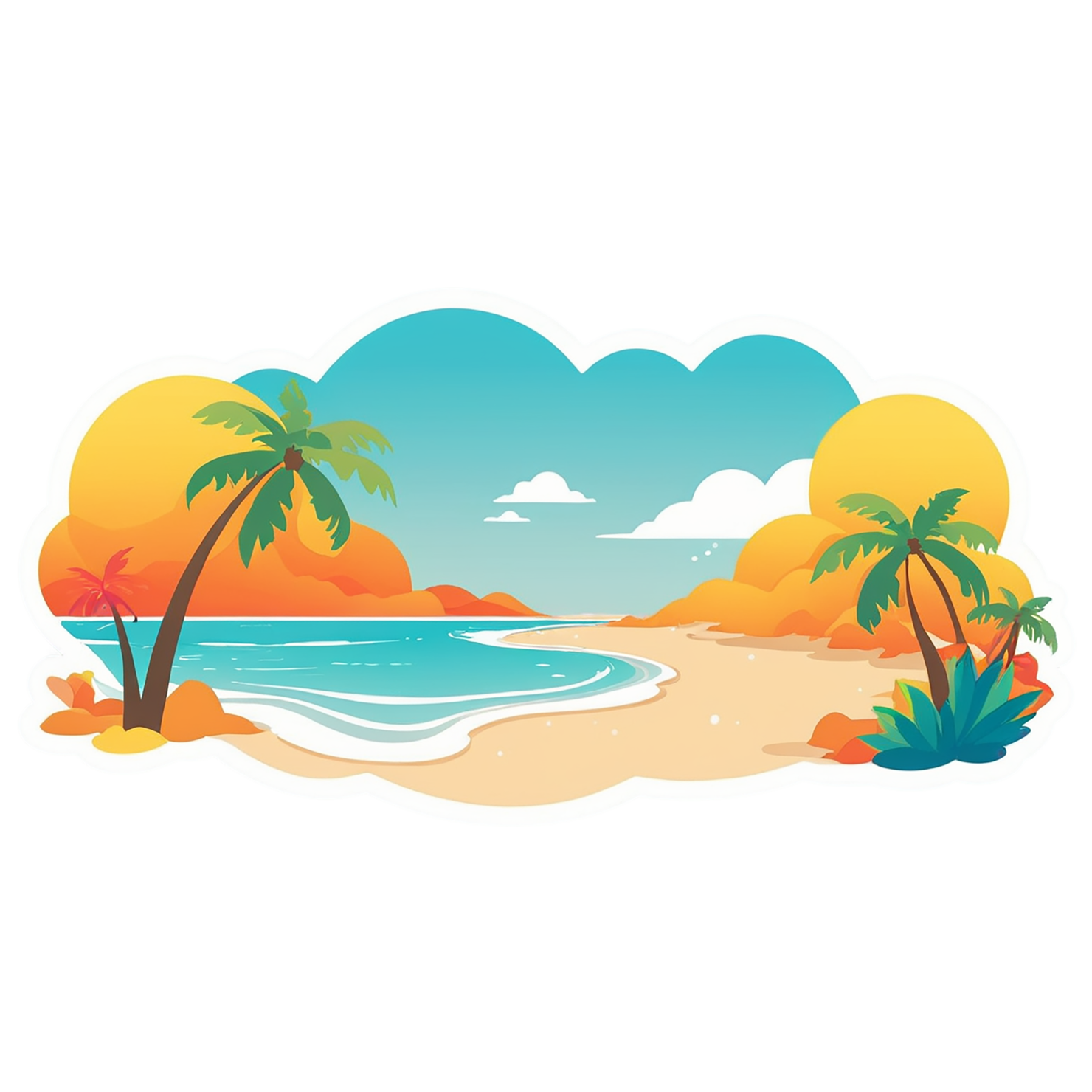 Beach cute sticker isolated on transparent background #12336