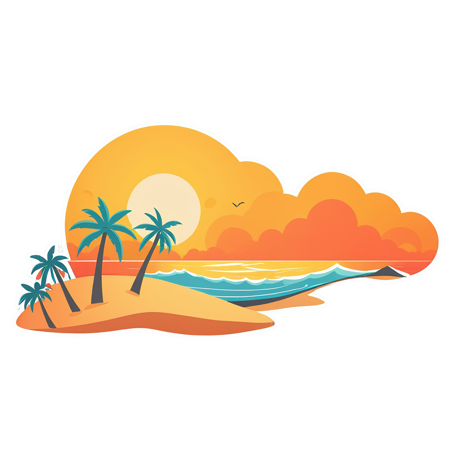 Beach cute sticker isolated on transparent background #12348