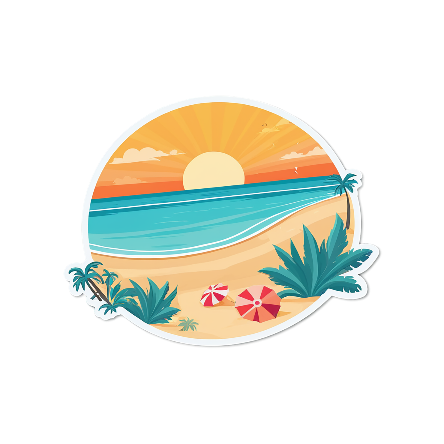 Beach cute sticker isolated on transparent background #12350